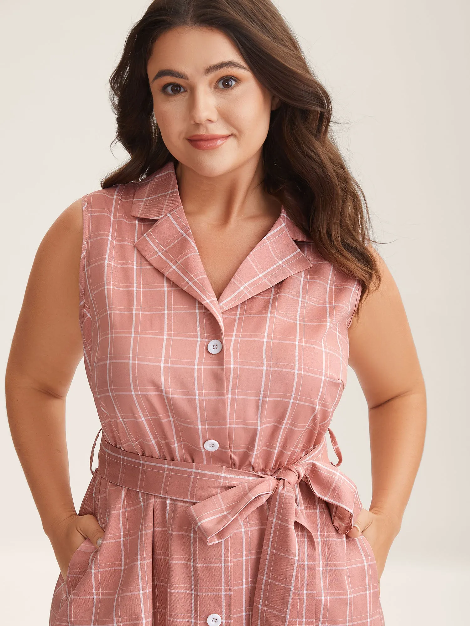 Plaid Belted Pockets Shirt Dress sold by Bloomchic product image thumbnail 2