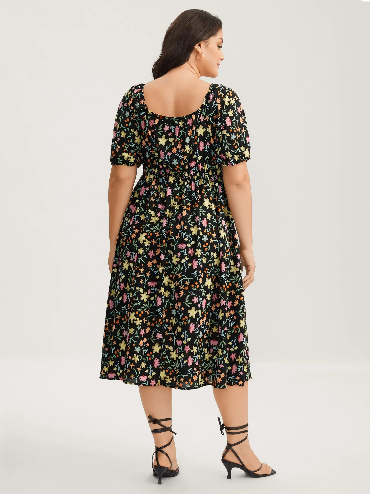 Floral Print Shirred Pockets Midi Dress sold by Bloomchic product image thumbnail 4