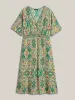 Paisley Print Shirred Pockets Midi Dress sold by Bloomchic