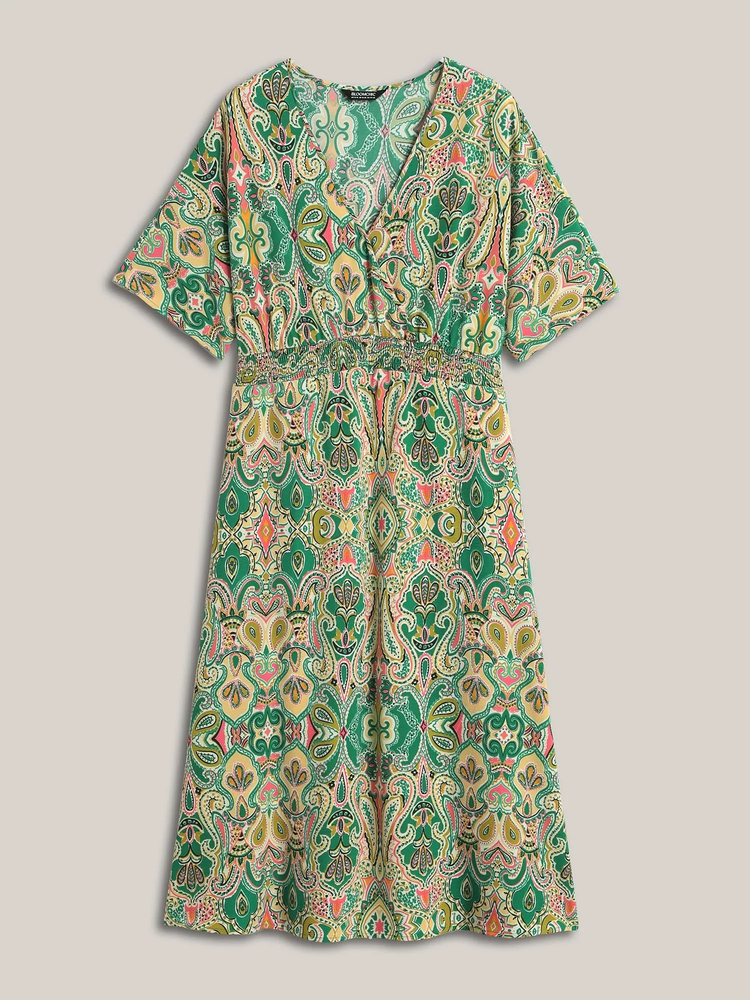 Paisley Print Shirred Pockets Midi Dress sold by Bloomchic product image thumbnail 5