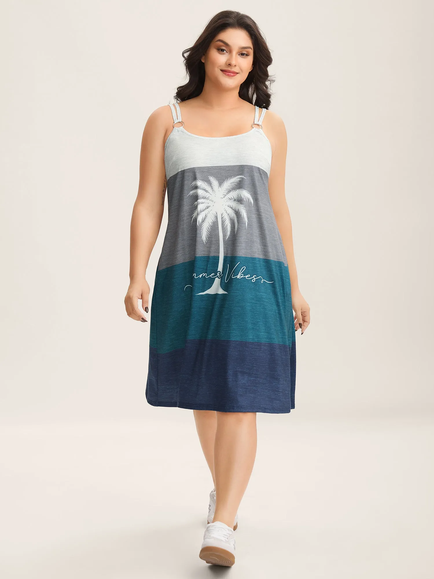 Color Block Island Print Knit Midi Dress sold by Bloomchic product image thumbnail 3