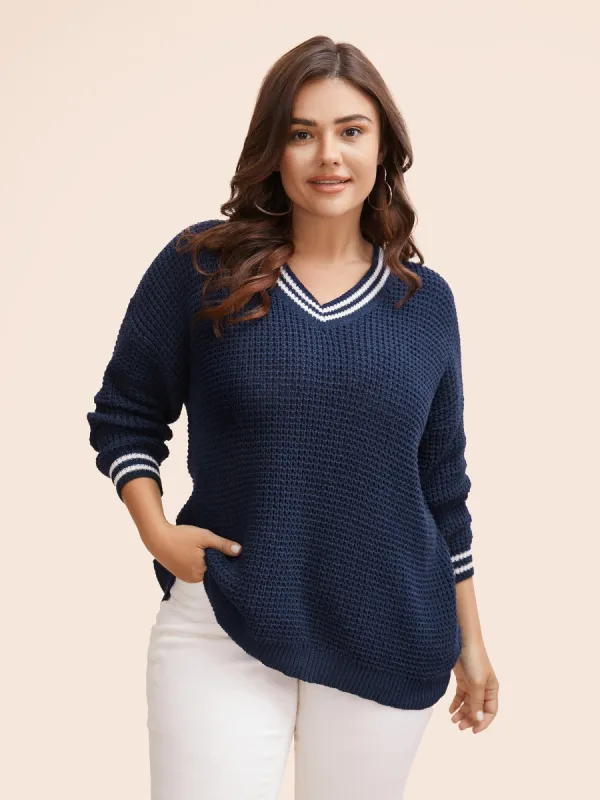 Contrast Striped Drop Shoulder Pullover sold by Bloomchic