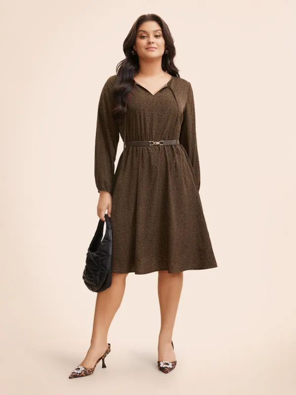 Leopard Print Tie Knot Gathered Dress sold by Bloomchic