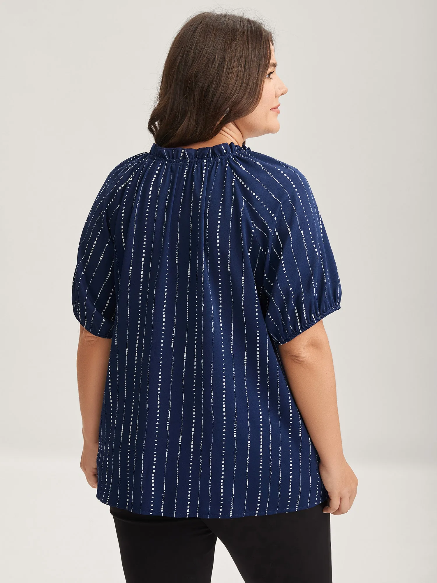 Textured Notched Collar Tie Puffy Blouse sold by Bloomchic product image thumbnail 4