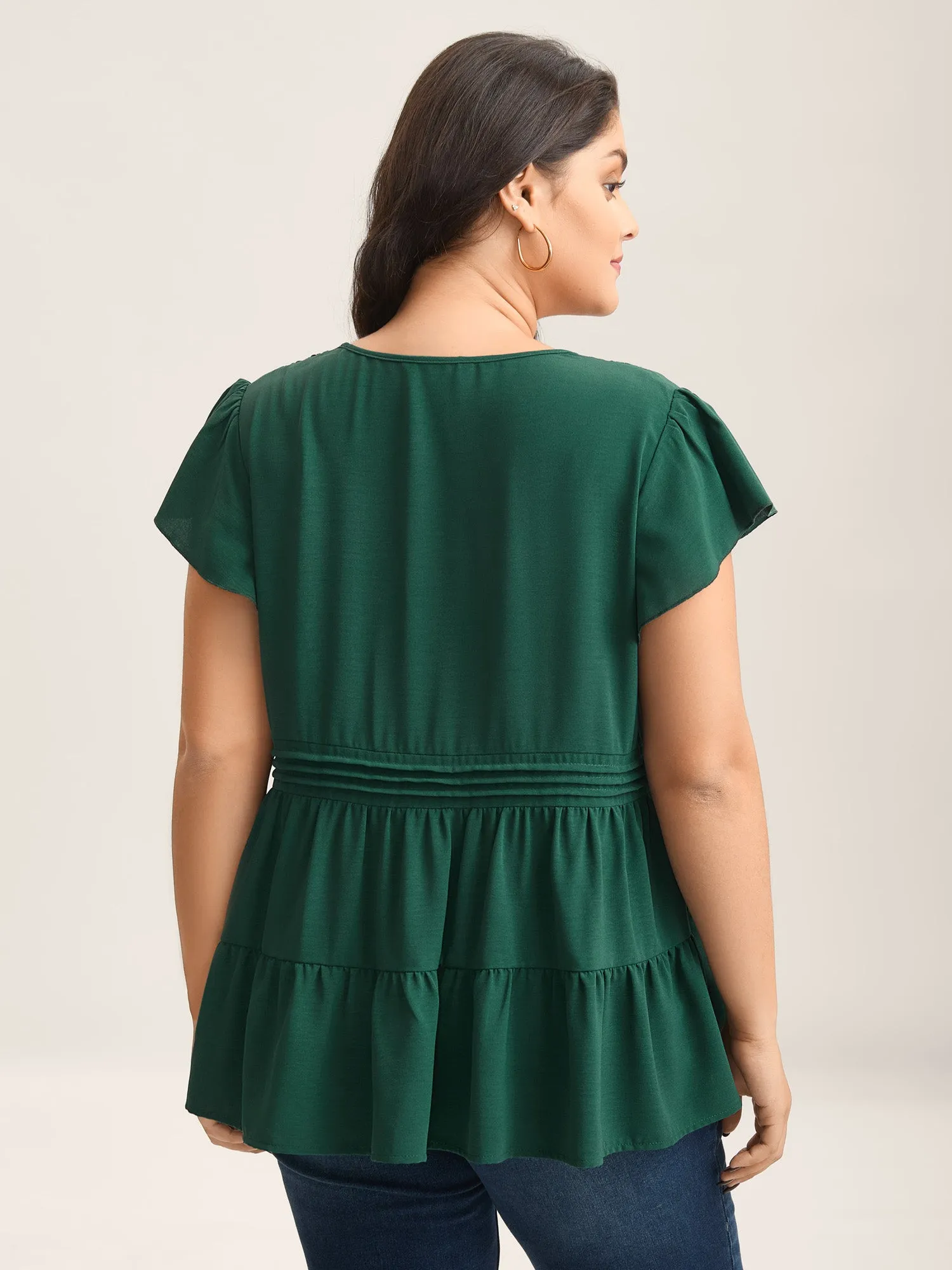 Textured Lace Tiered Solid Blouse sold by Bloomchic product image thumbnail 4