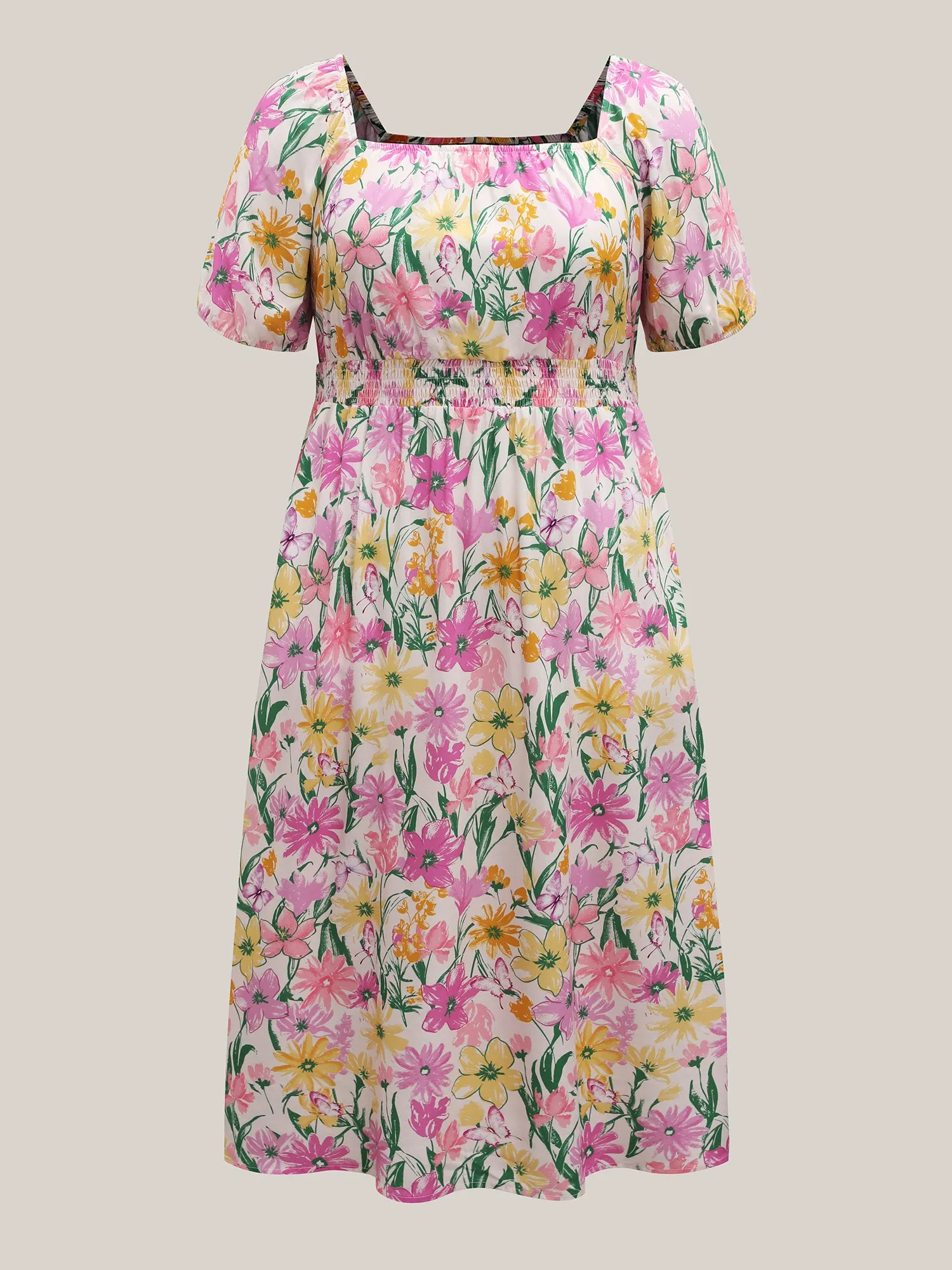 Sweet Floral Print Square Neck Midi Dress sold by Bloomchic product image thumbnail 5