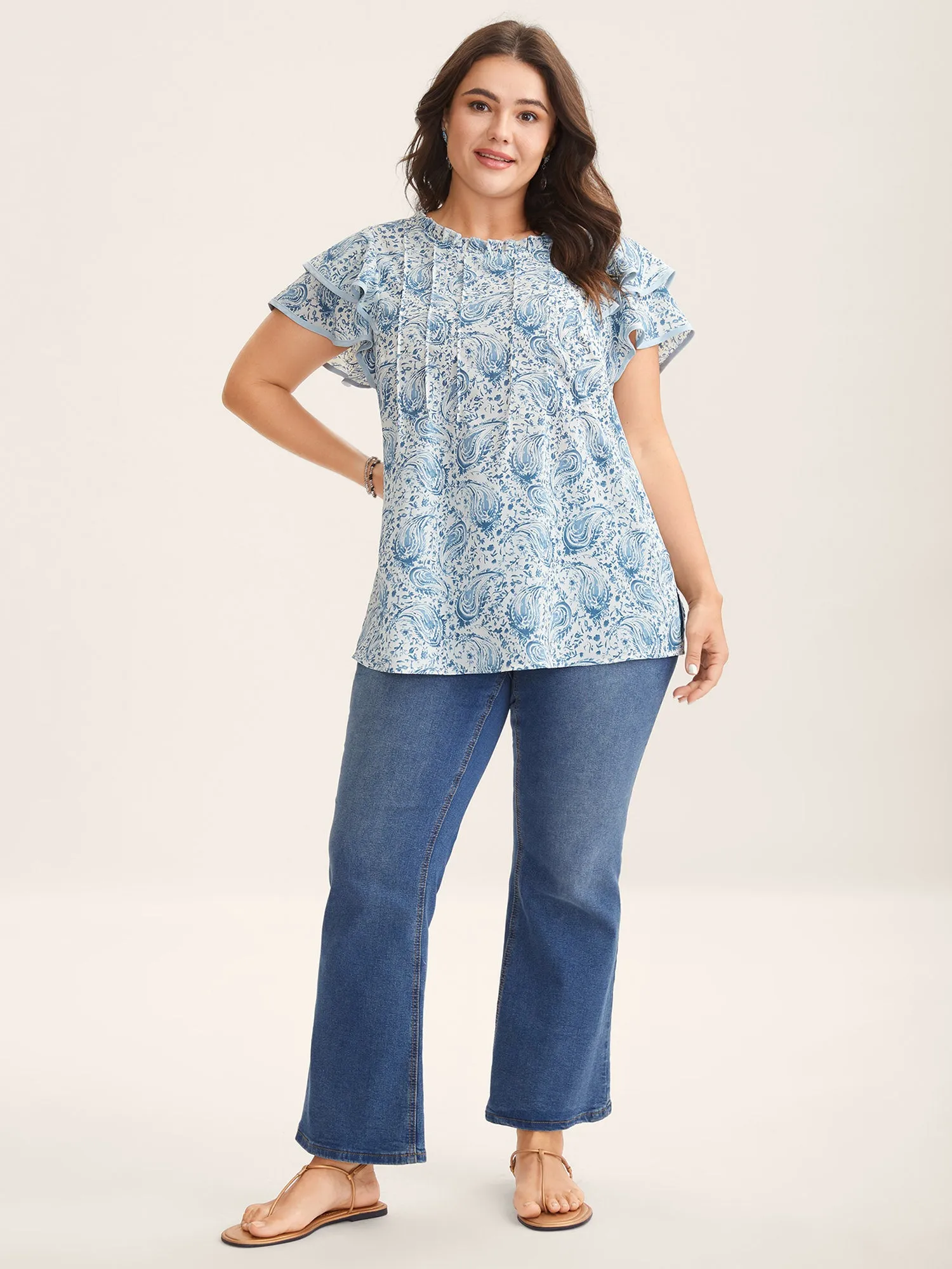 Paisley Print Ruffled Layered Sleeve Blouse sold by Bloomchic product image thumbnail 3