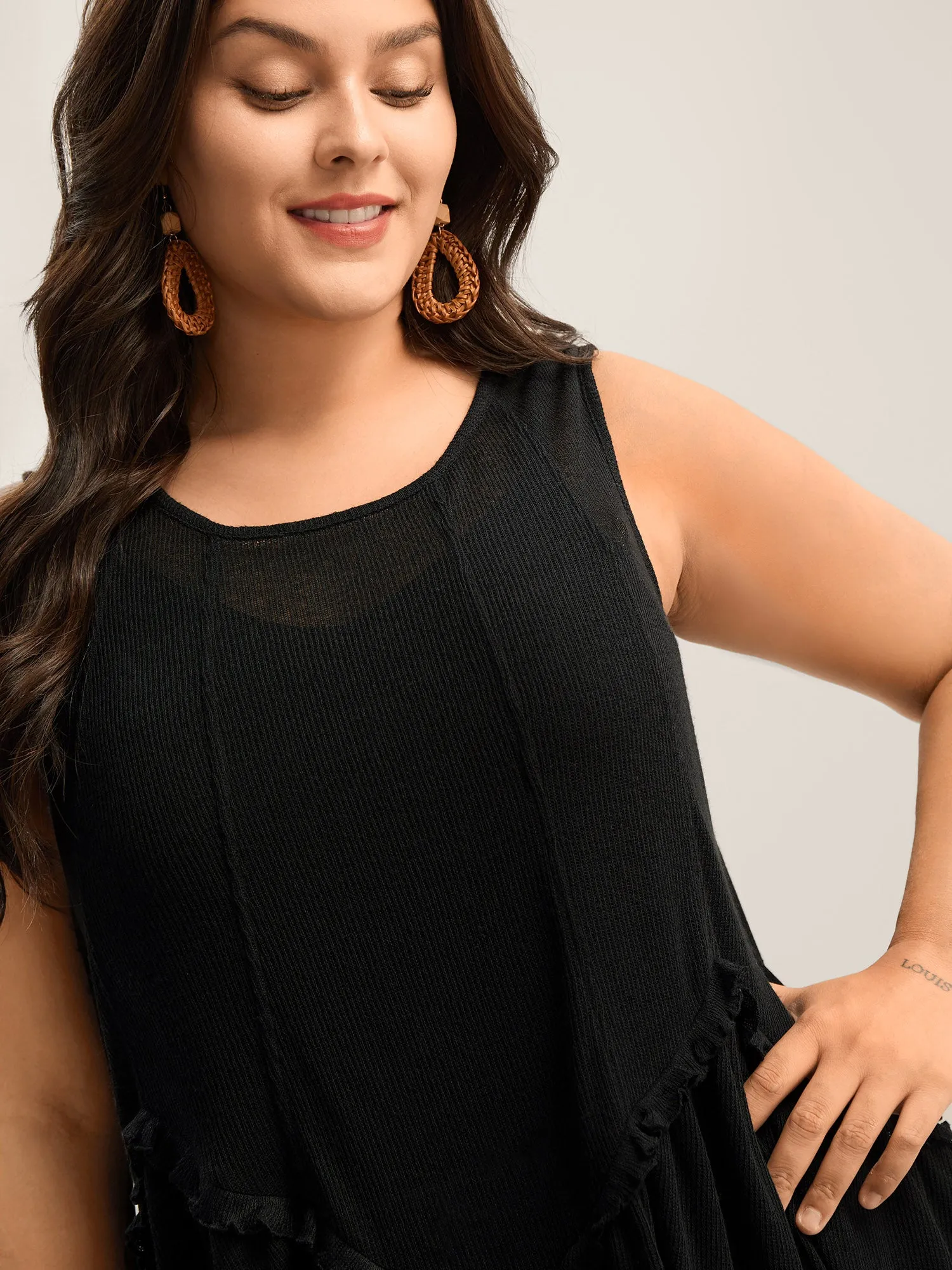 Heather Stretchy Sheer High Low Hem Top sold by Bloomchic product image thumbnail 2