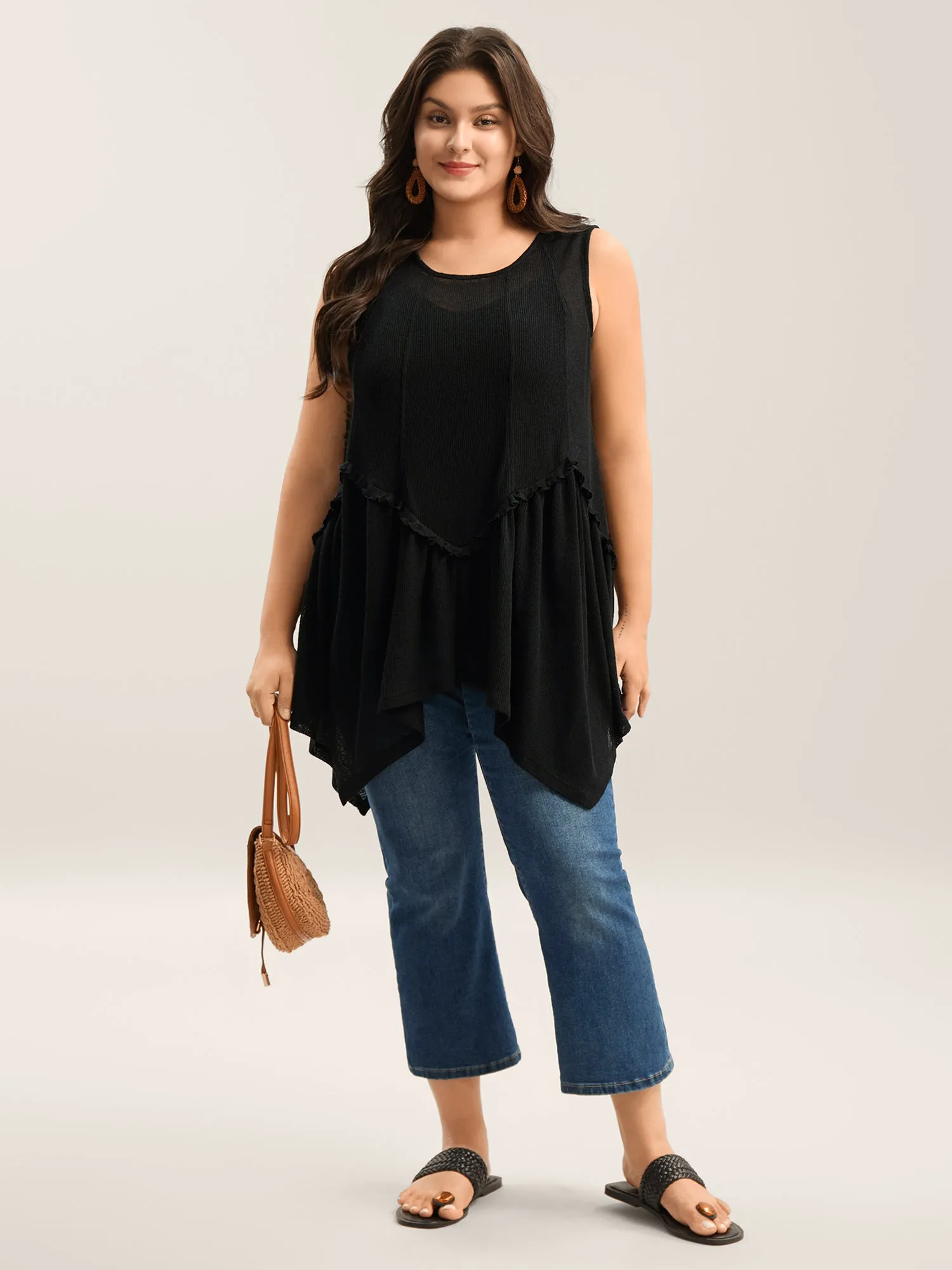 Heather Stretchy Sheer High Low Hem Top sold by Bloomchic product image thumbnail 3