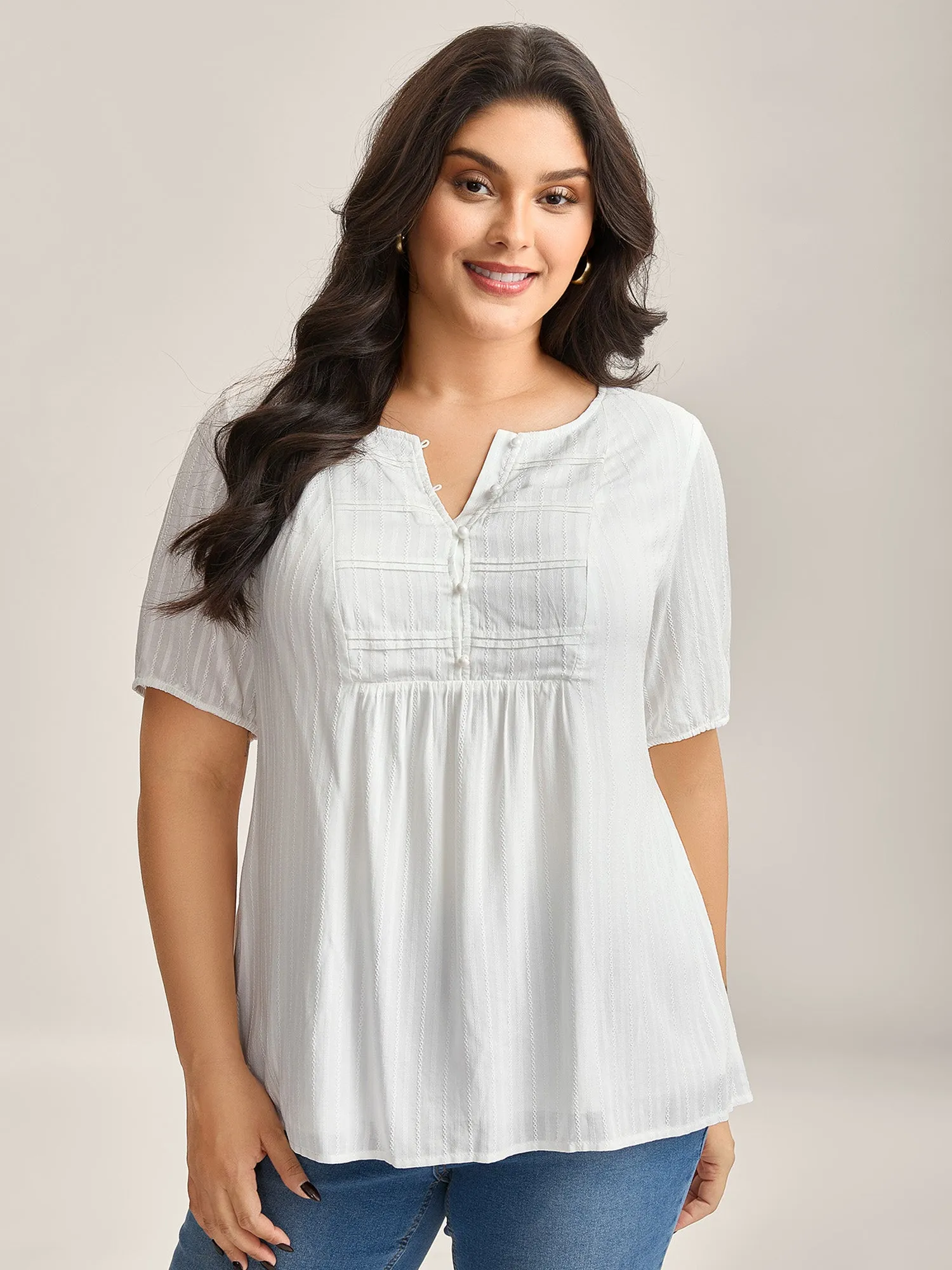 Textured Pleated Bodice Plain Blouse sold by Bloomchic product image thumbnail 2