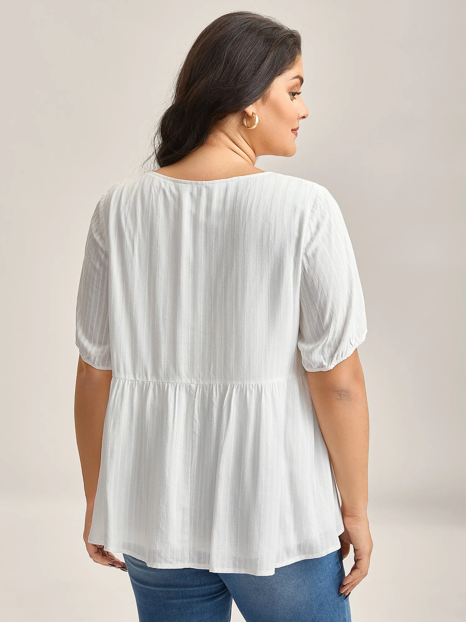 Textured Pleated Bodice Plain Blouse sold by Bloomchic product image thumbnail 4