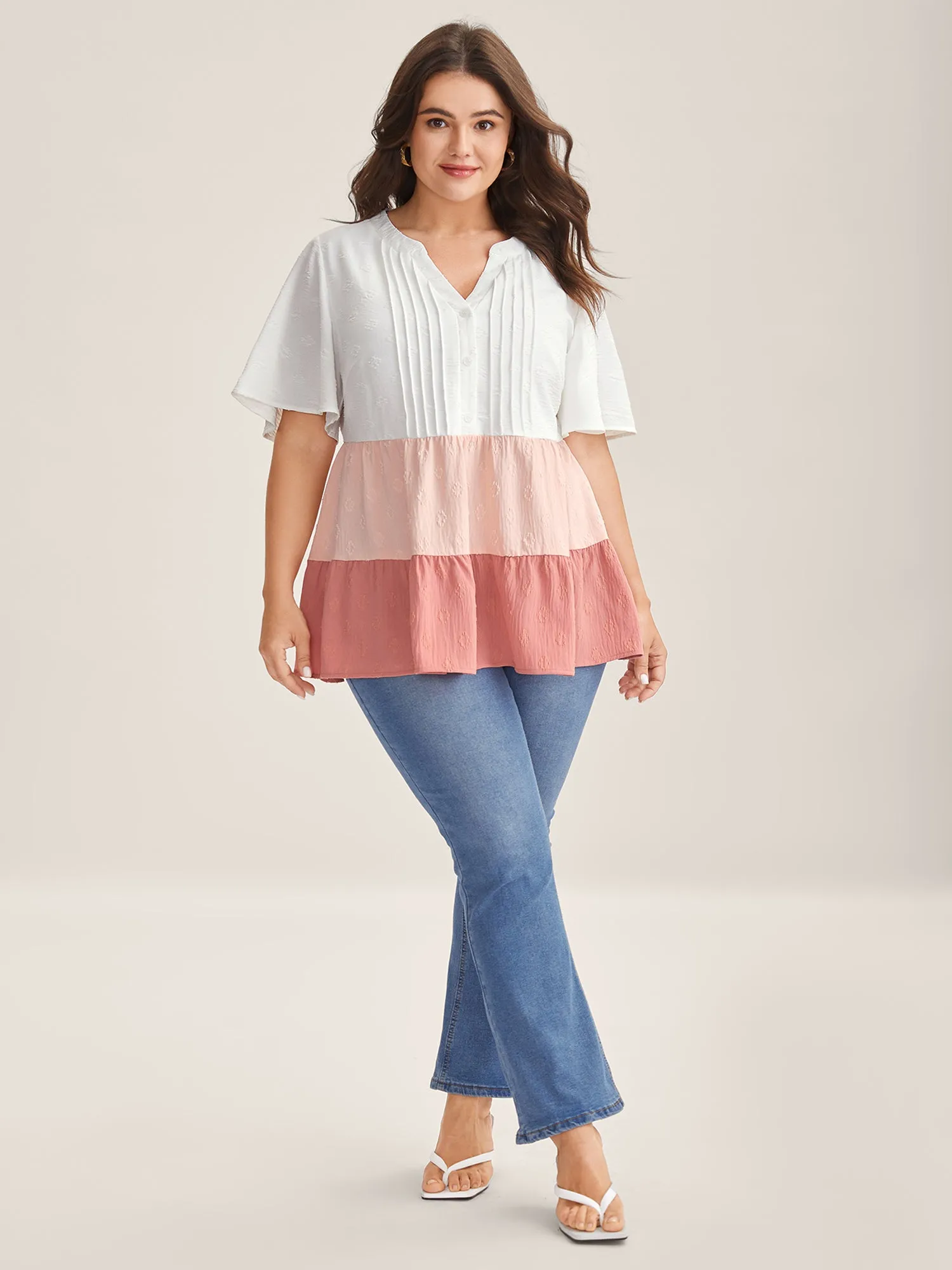 Toothpick Pleat Color Contrast Blouse sold by Bloomchic product image thumbnail 4