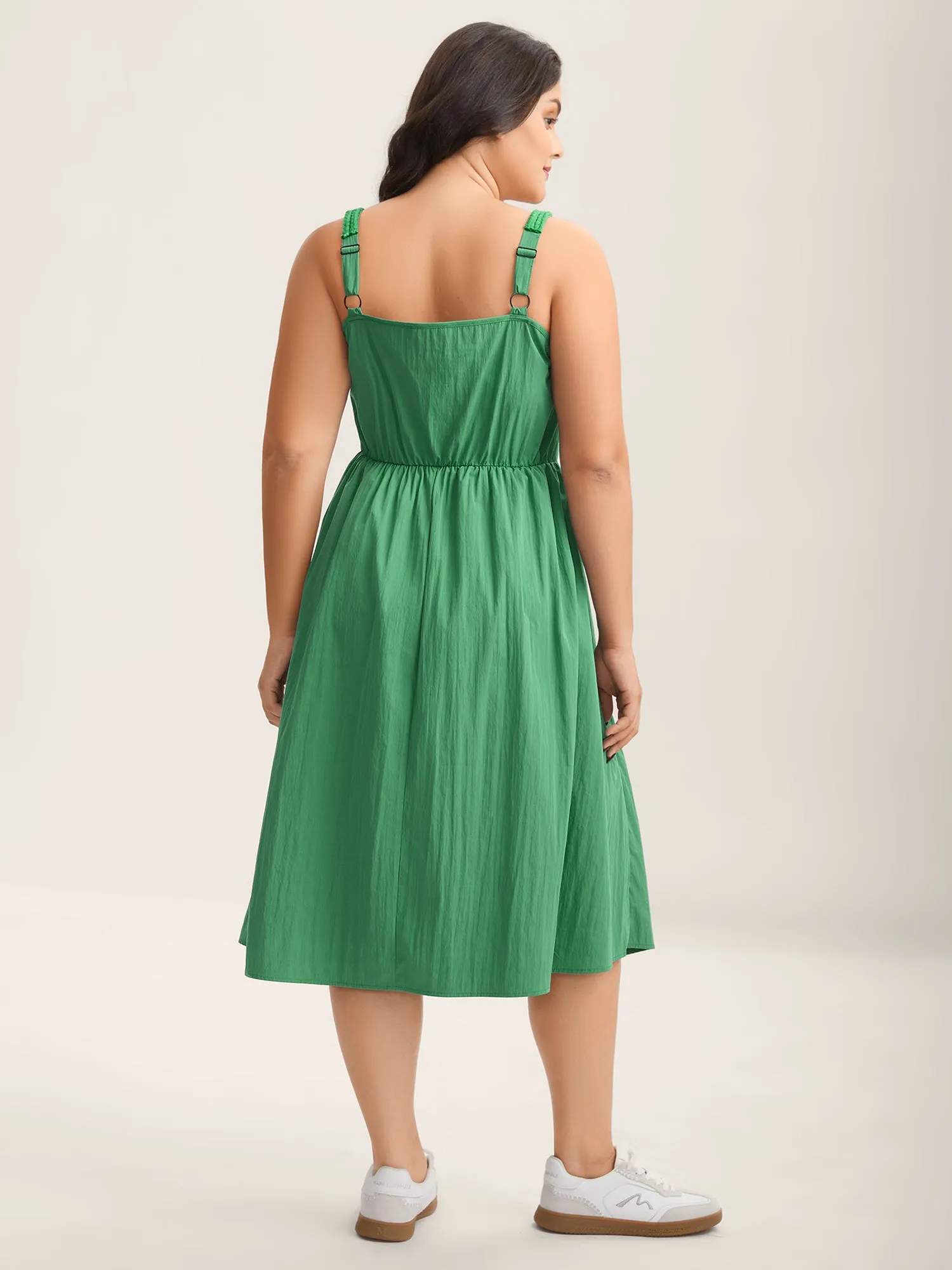 Solid Adjustable Straps Pockets Midi Dress sold by Bloomchic product image thumbnail 4