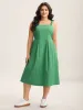 Solid Adjustable Straps Pockets Midi Dress sold by Bloomchic
