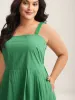 Solid Adjustable Straps Pockets Midi Dress sold by Bloomchic