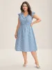 Floral Print Ruffled Neck Midi Dress sold by Bloomchic