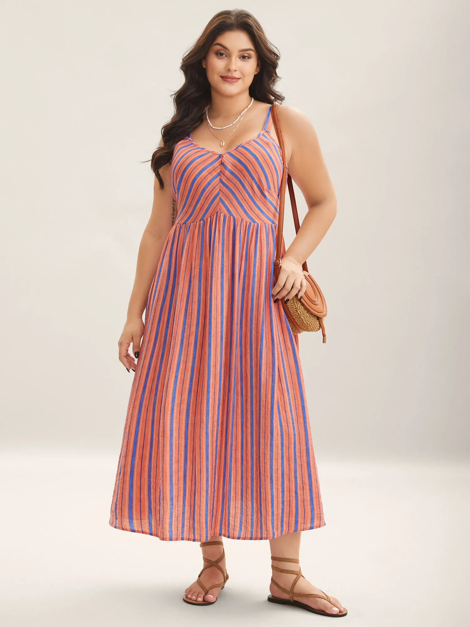 Boho Stripes Cami Pockets Midi Dress sold by Bloomchic product image thumbnail 3