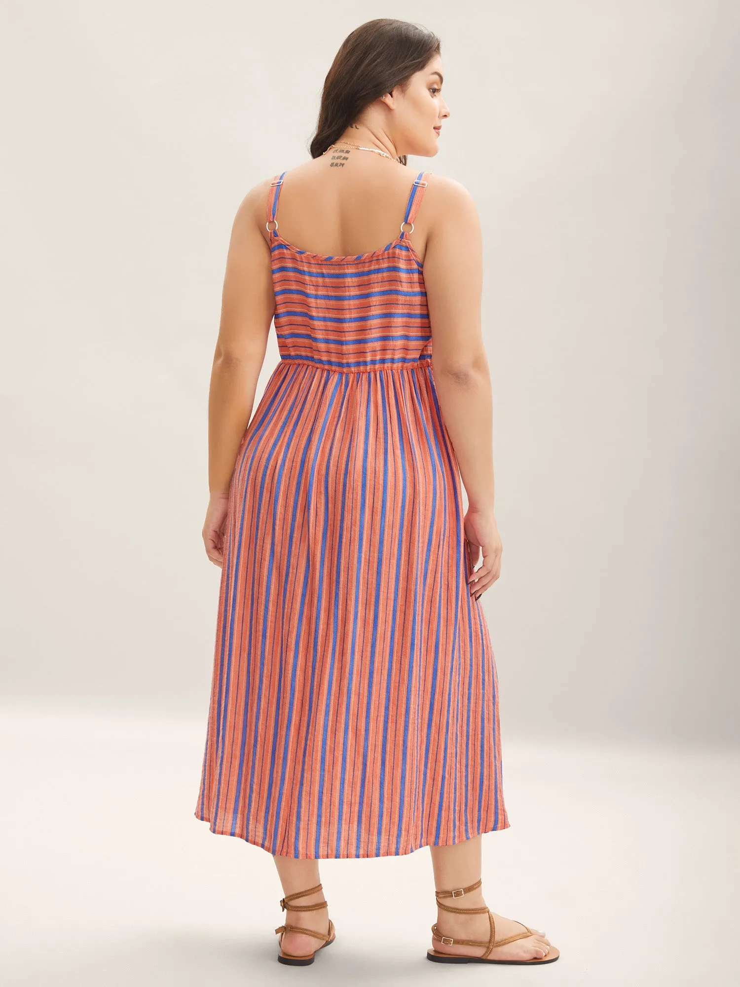 Boho Stripes Cami Pockets Midi Dress sold by Bloomchic product image thumbnail 4