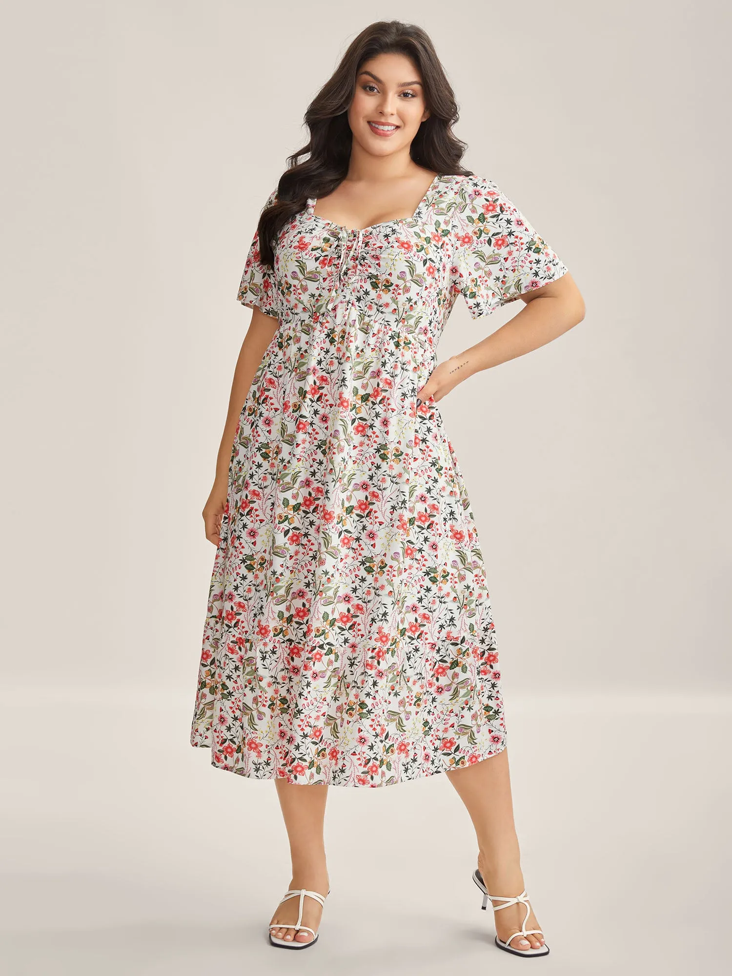 Rayon Fruity Print Drawstring Midi Dress sold by Bloomchic product image thumbnail 2