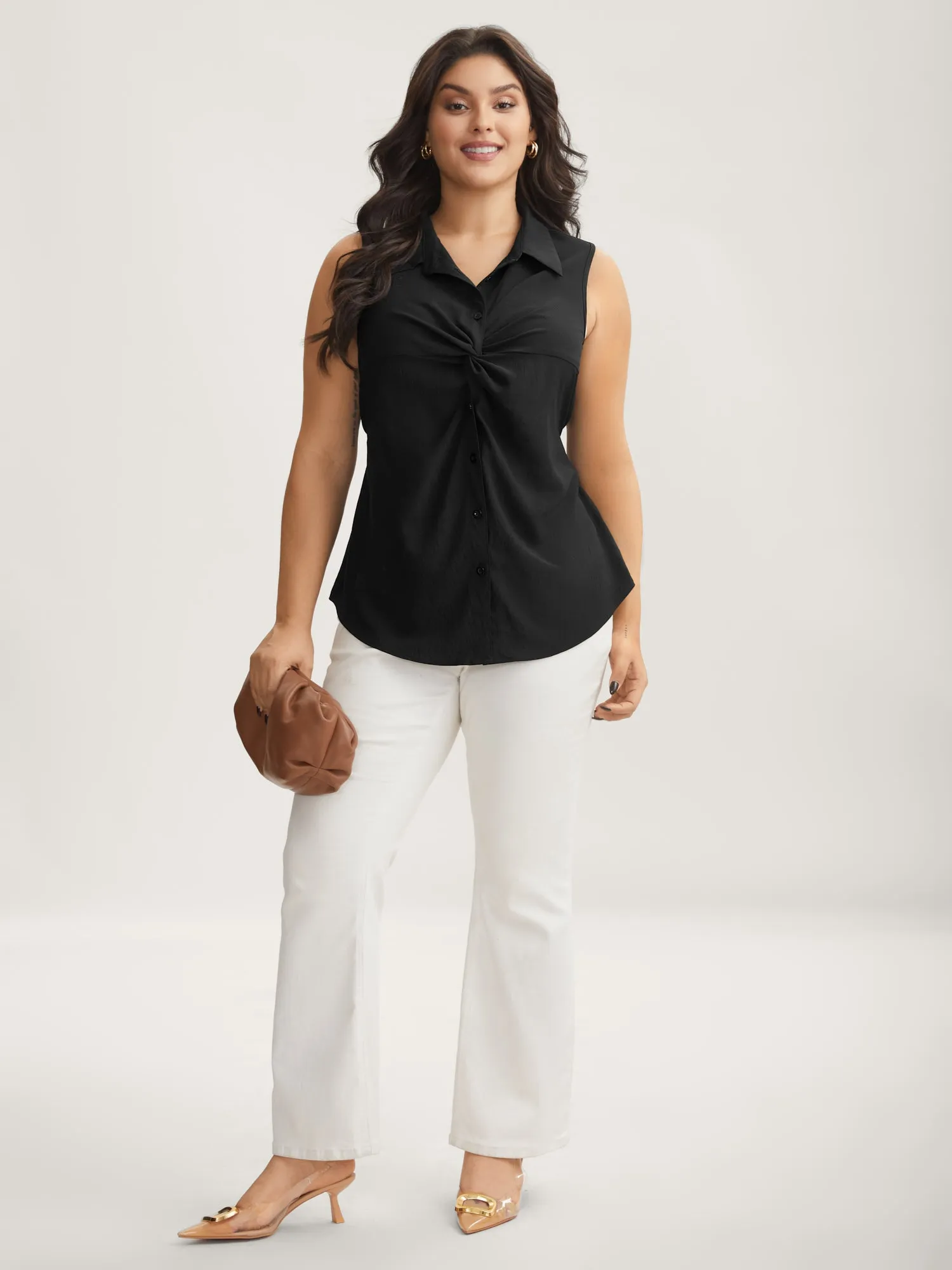Twist Front Button Placket Tank Top sold by Bloomchic product image thumbnail 3