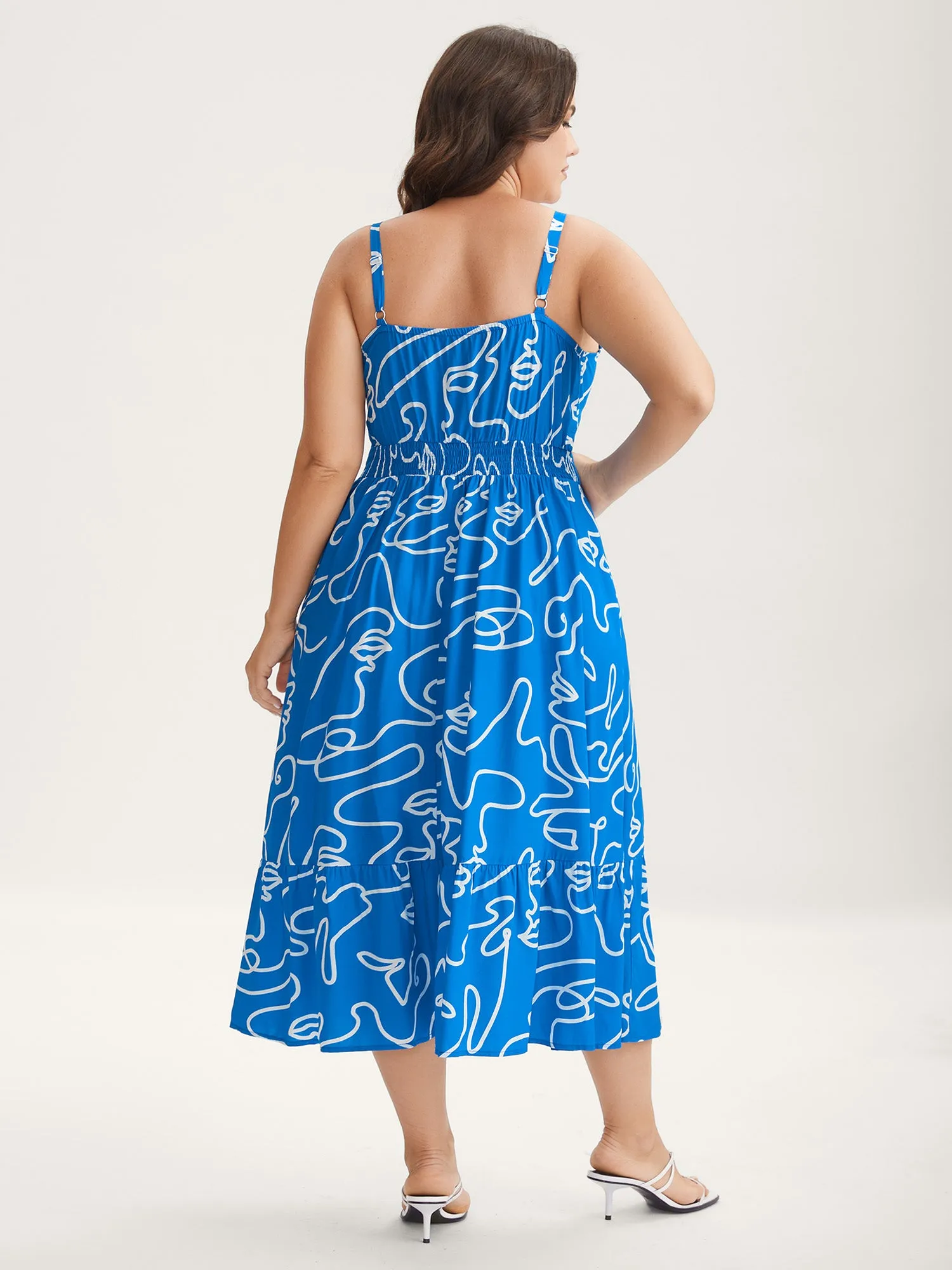 Abstract Line Print Adjustable Midi Dress sold by Bloomchic product image thumbnail 4