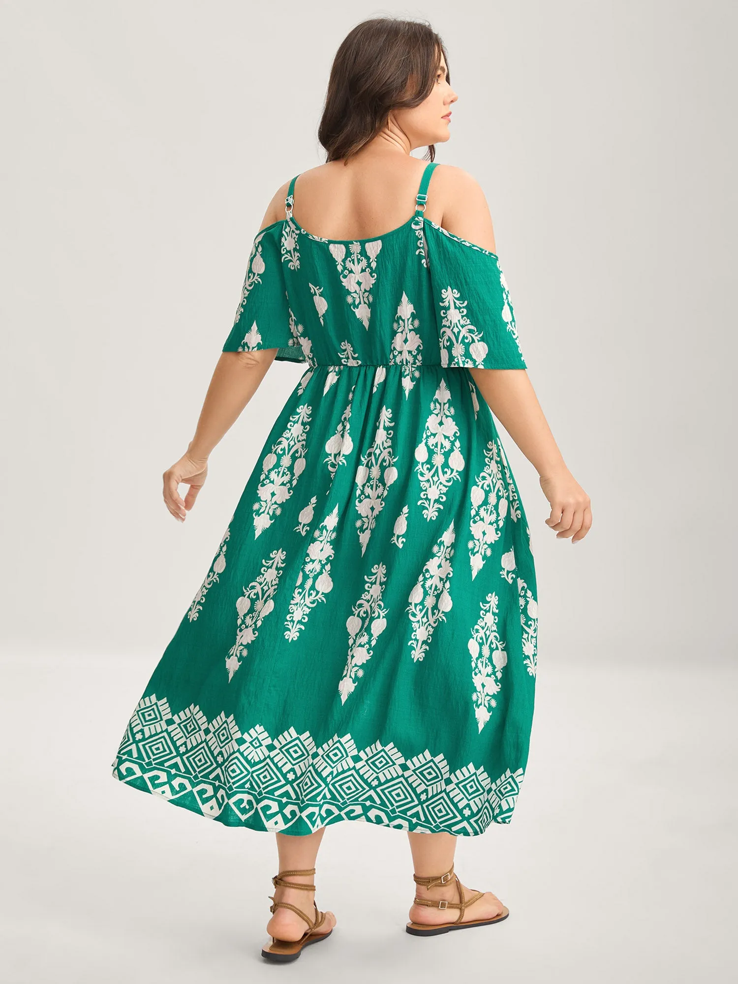 Rayon Boho Print Slit Pockets Midi Dress sold by Bloomchic product image thumbnail 4