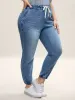 Drawstring Waist Jogger Boyfriend Jeans sold by Bloomchic