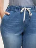 Drawstring Waist Jogger Boyfriend Jeans sold by Bloomchic