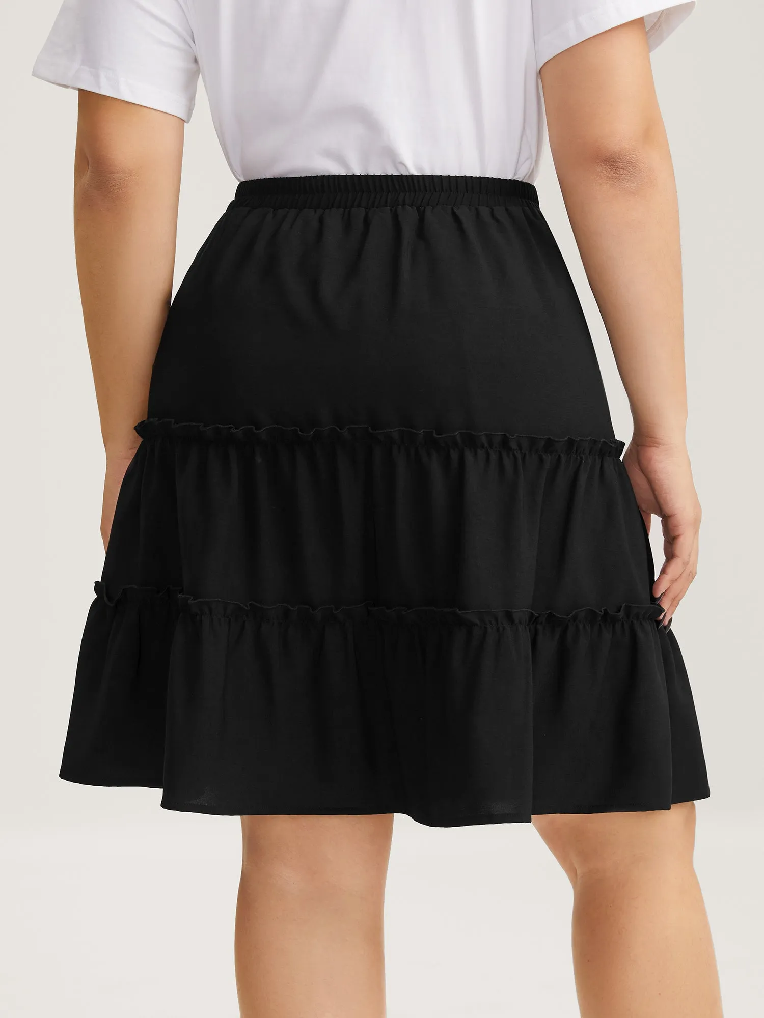 Tiered Waist-Tie A-Line Midi Skirt sold by Bloomchic product image thumbnail 5