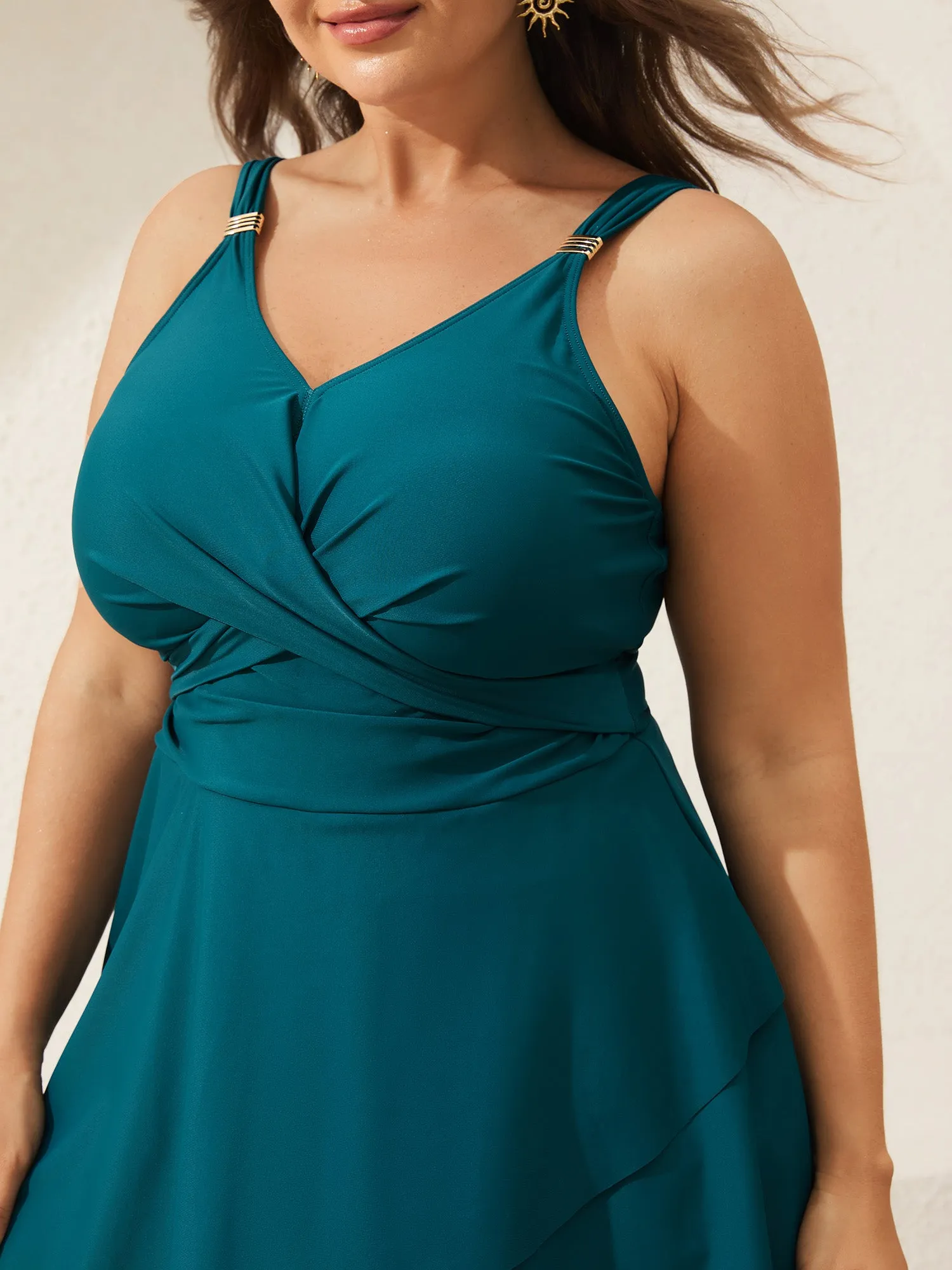 Anti-Float Tie Twist Solid Swim Dress sold by Bloomchic product image thumbnail 4