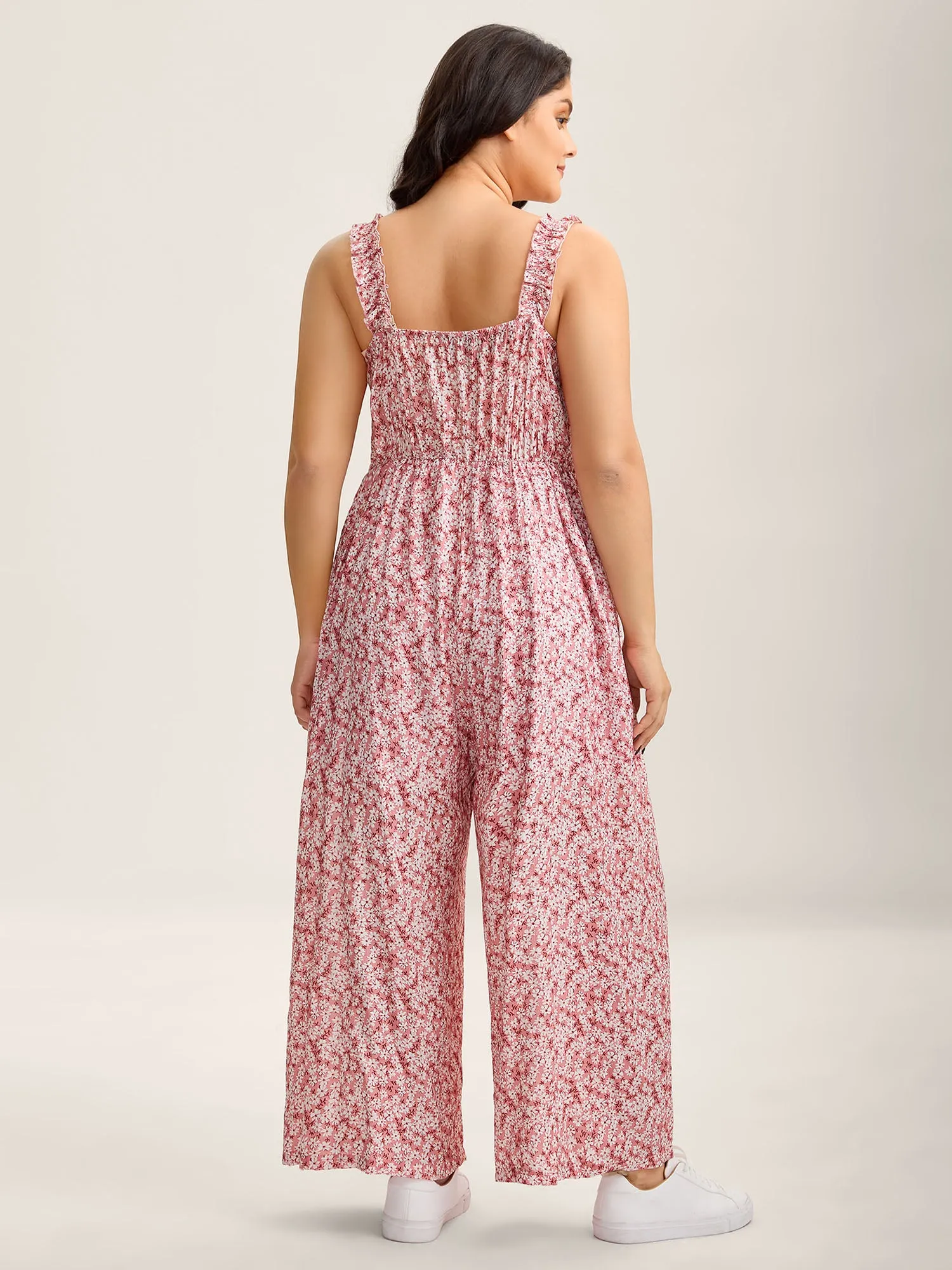 Pleated Bodice Petal Trim Straps Jumpsuit sold by Bloomchic product image thumbnail 4