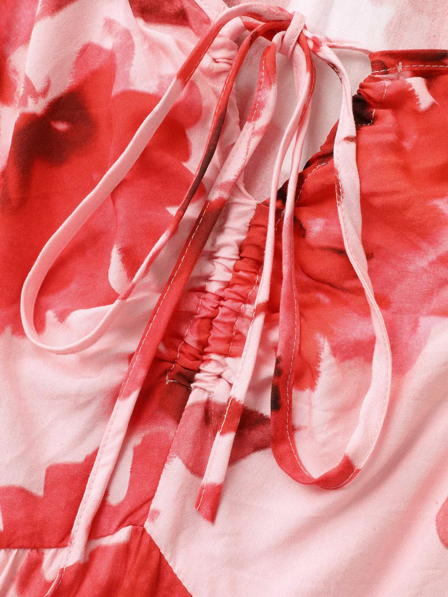 Rayon Romantic Floral Print Drawstring Midi Dress sold by Bloomchic product image thumbnail 5