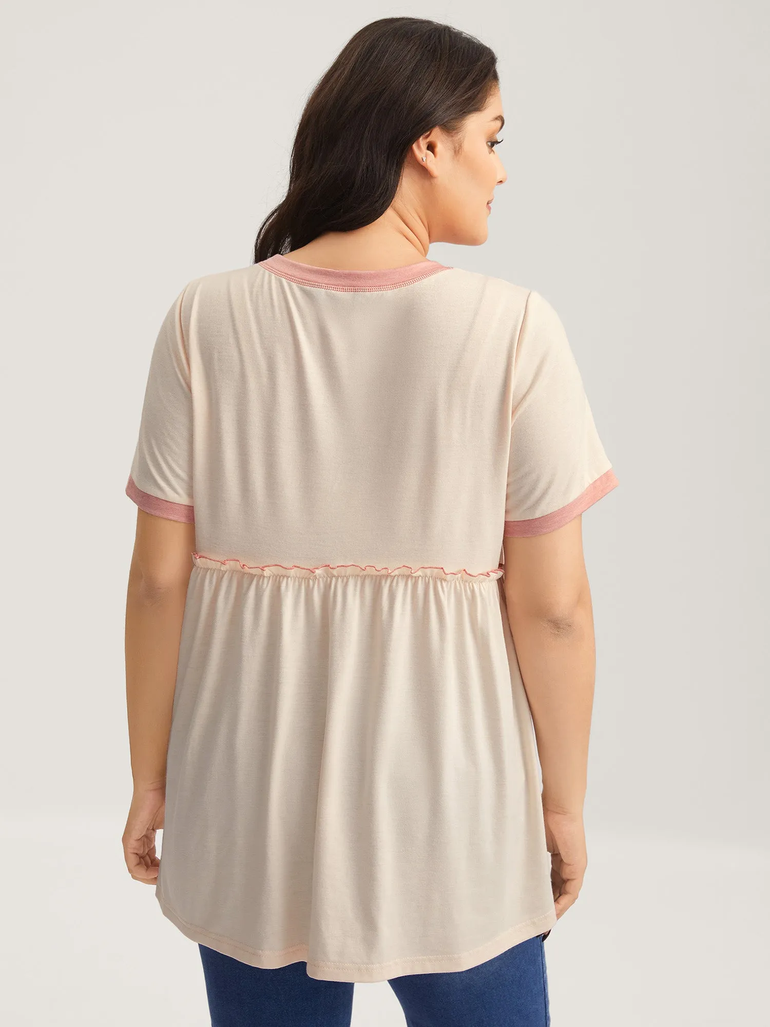Color Contrast High Low Hem T-Shirt sold by Bloomchic product image thumbnail 4