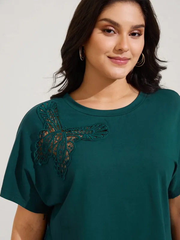 Pure Cotton Butterfly Cut-Out T-Shirt sold by Bloomchic
