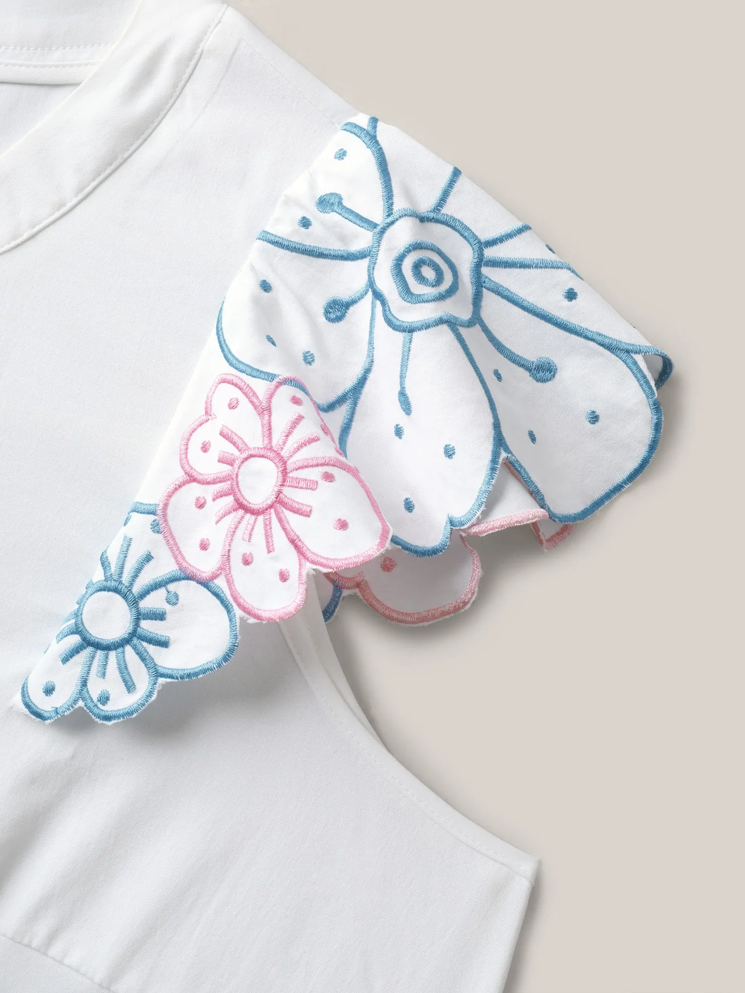 Floral Lotus Leaf Sleeve Split Neck Blouse sold by Bloomchic product image thumbnail 5