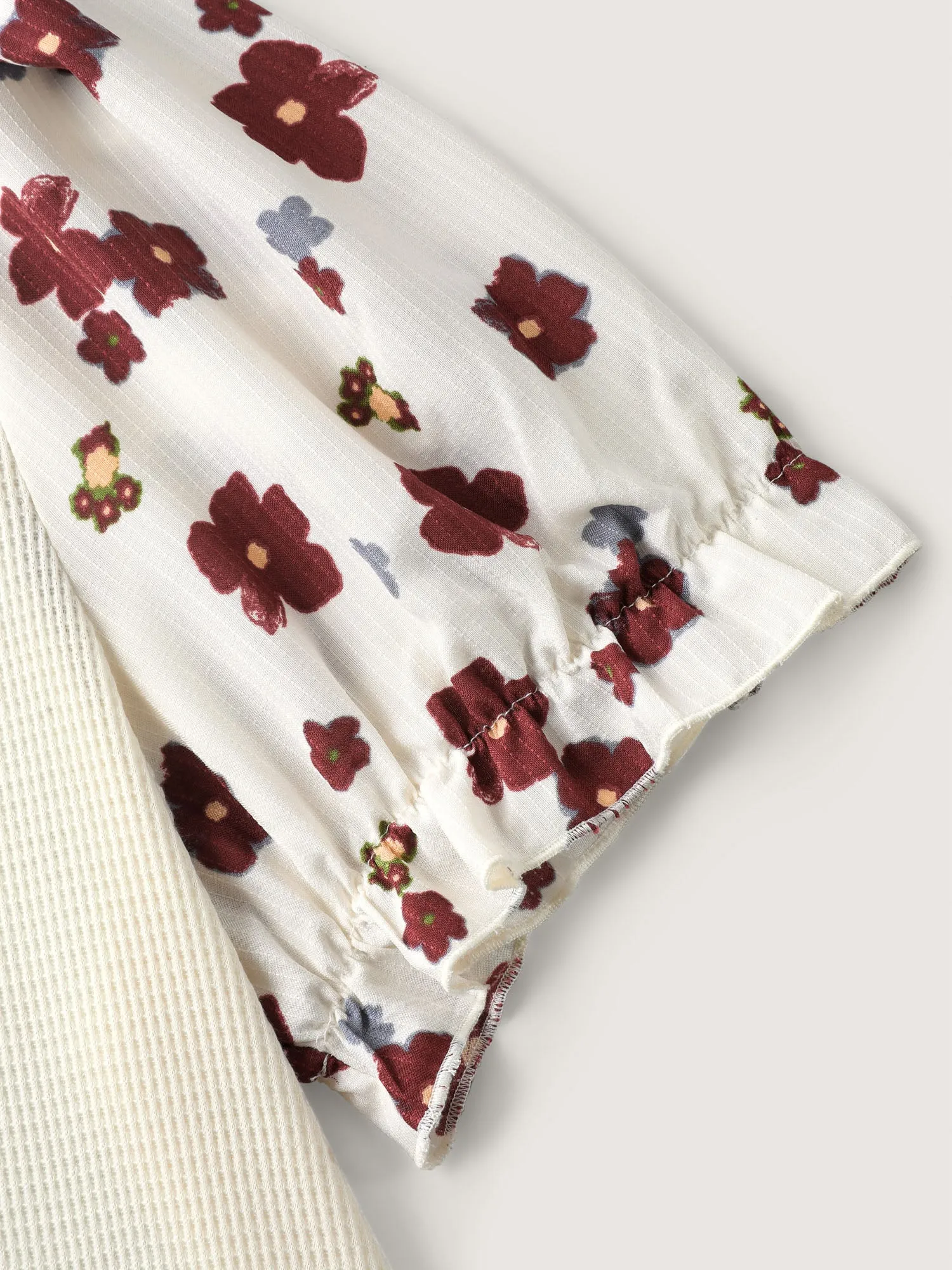 Floral Detail Waffle Contrast Knit Top sold by Bloomchic product image thumbnail 5