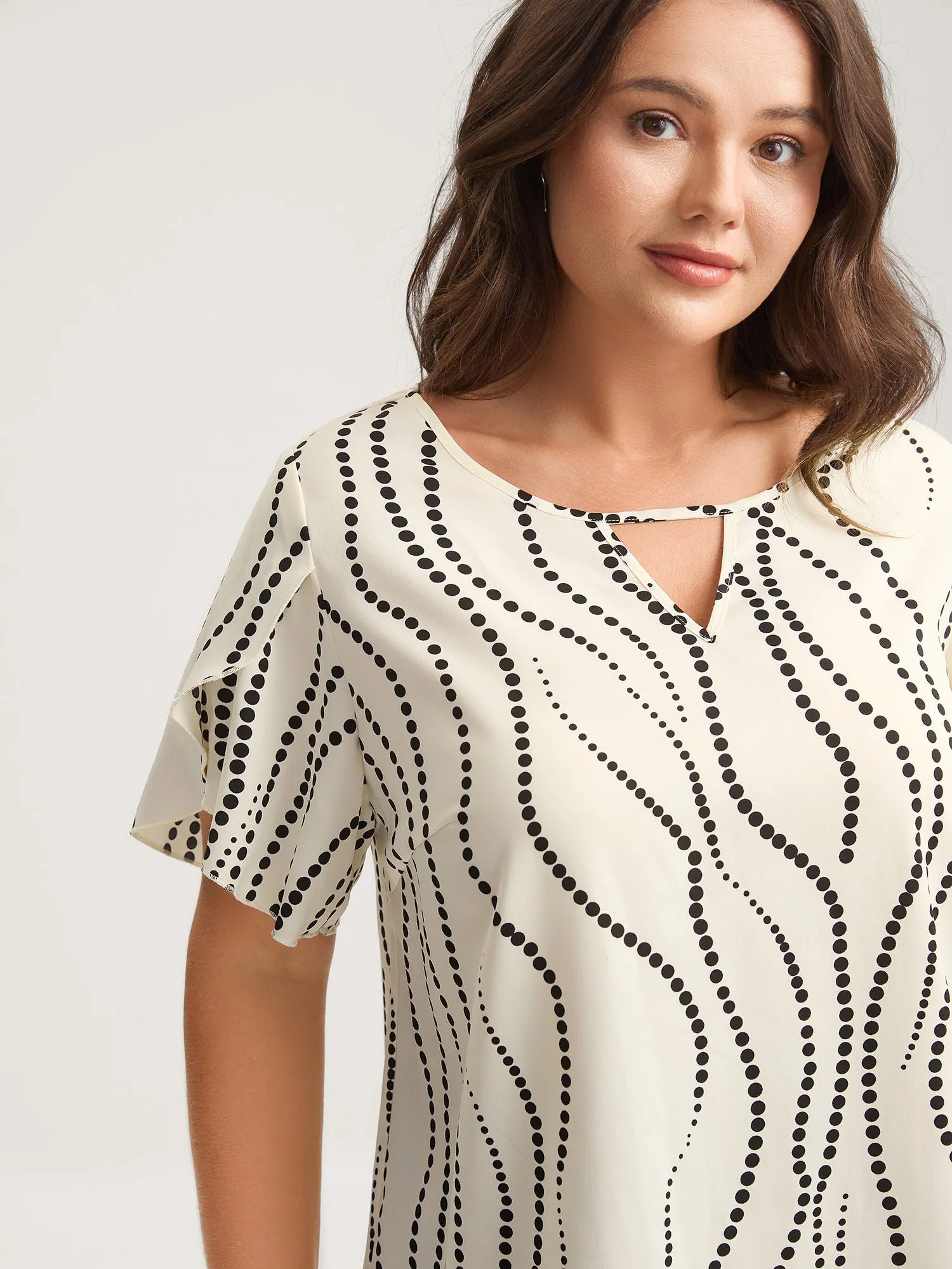 Irregular Dots Print Petal Sleeve Blouse sold by Bloomchic product image thumbnail 2