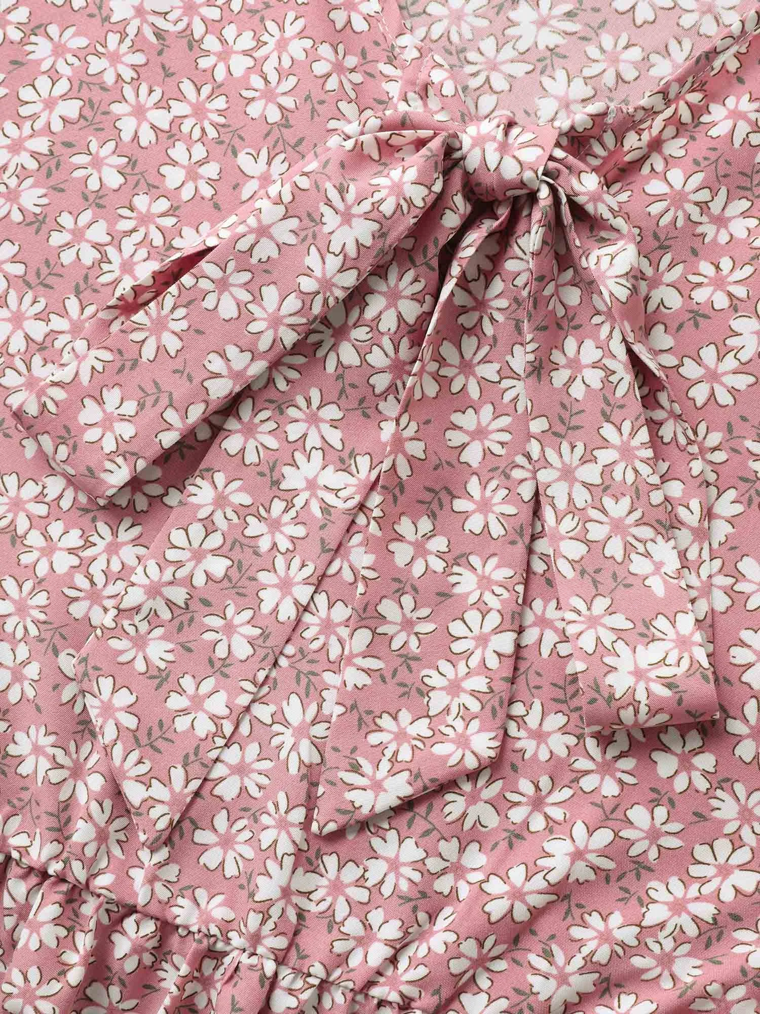 Ribbon Neck Floral Print Ruffled Blouse sold by Bloomchic product image thumbnail 5