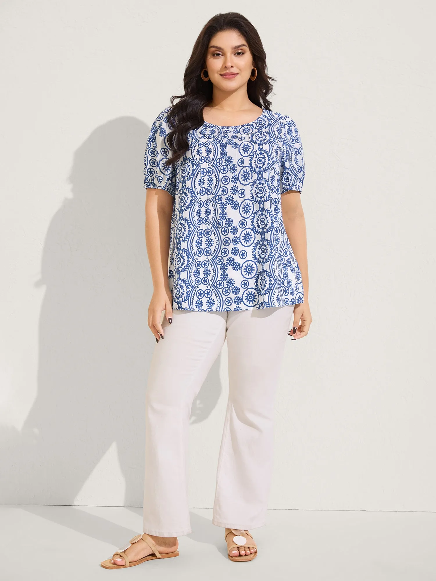 Boho Print Toothpick Pleat Blouse sold by Bloomchic product image thumbnail 3