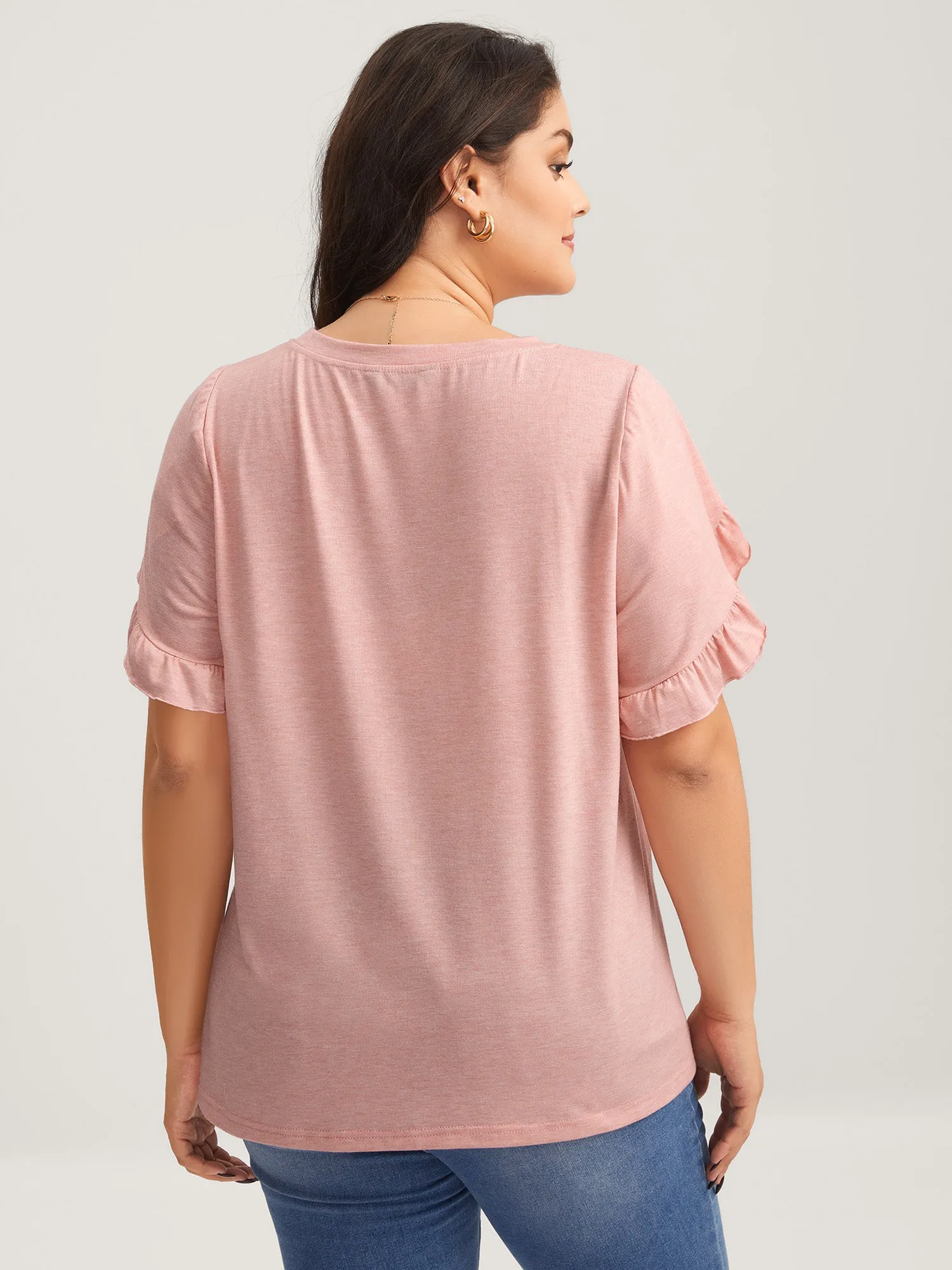 Ruffled Petal Sleeve Solid Knit Top sold by Bloomchic product image thumbnail 4