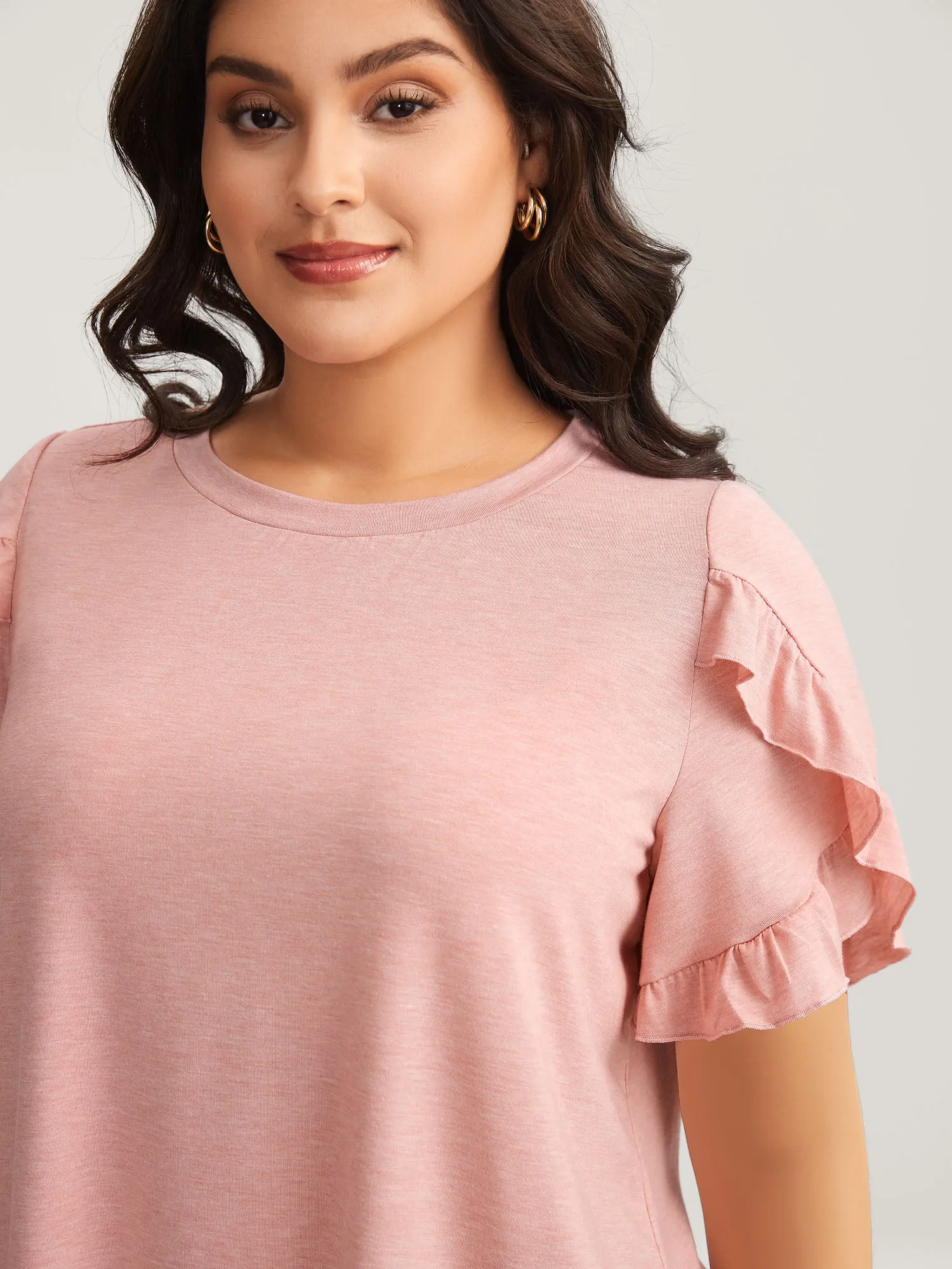 Ruffled Petal Sleeve Solid Knit Top sold by Bloomchic product image thumbnail 2