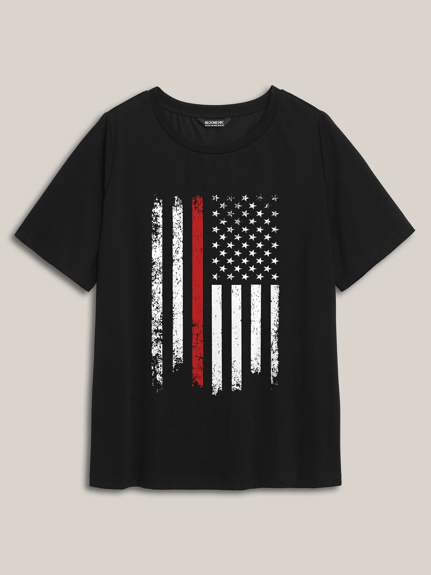 American Flag Round Neck T-Shirt sold by Bloomchic