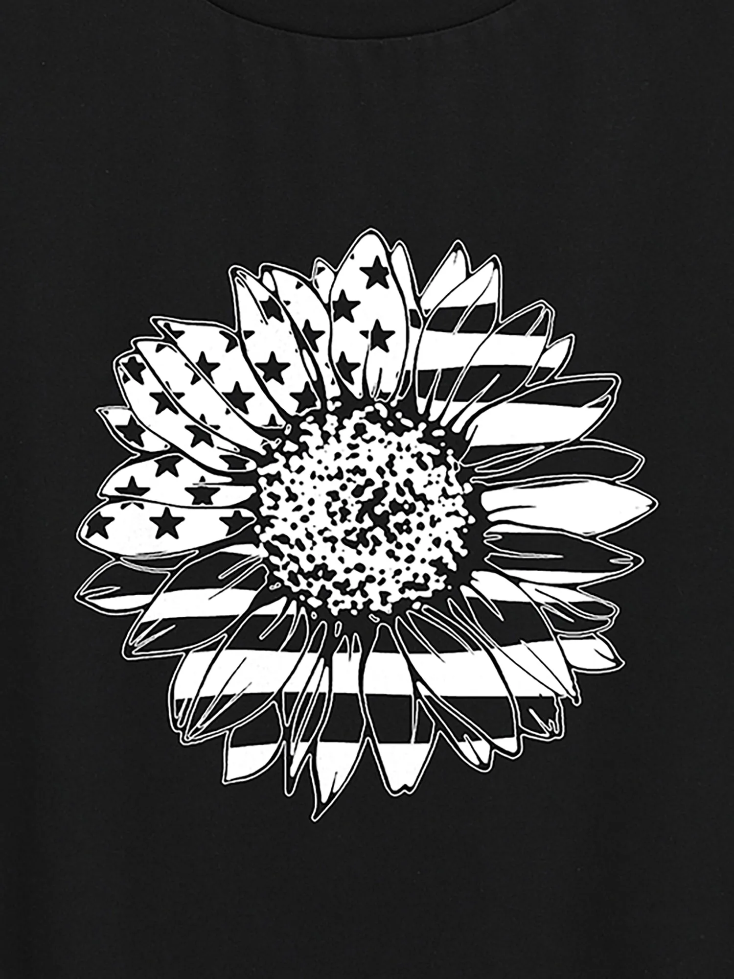 American Flag Floral Print Round Neck T-Shirt sold by Bloomchic product image thumbnail 2