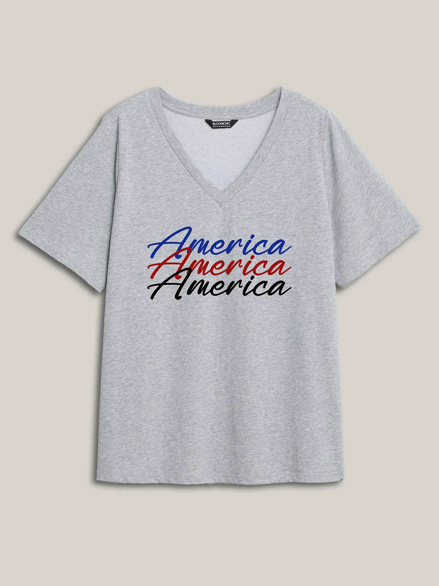 American Print V-Neck T-Shirt sold by Bloomchic product image thumbnail 5