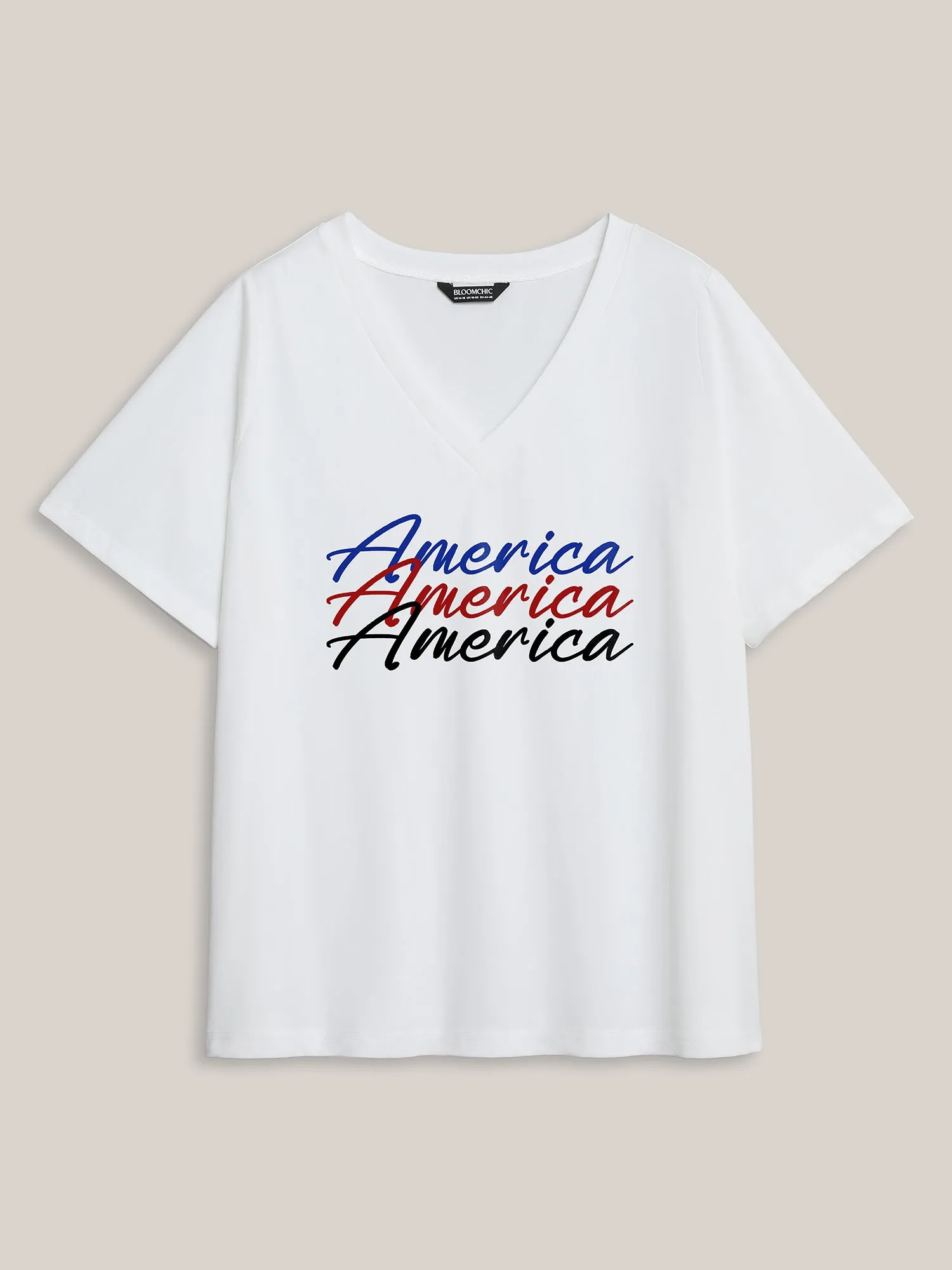 American Print V-Neck T-Shirt sold by Bloomchic
