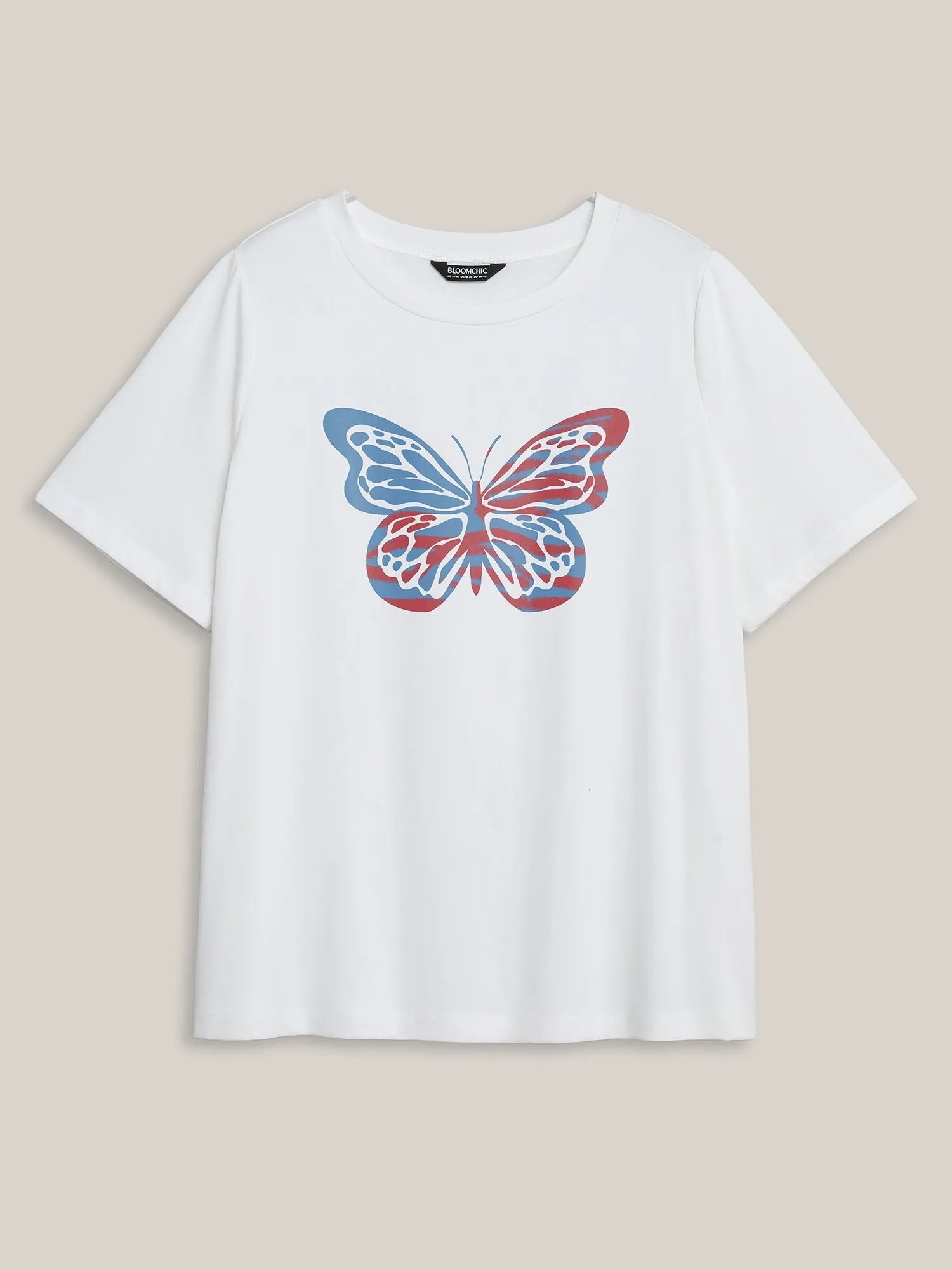 Colorful Butterfly Print Round Neck T-Shirt sold by Bloomchic product image thumbnail 5