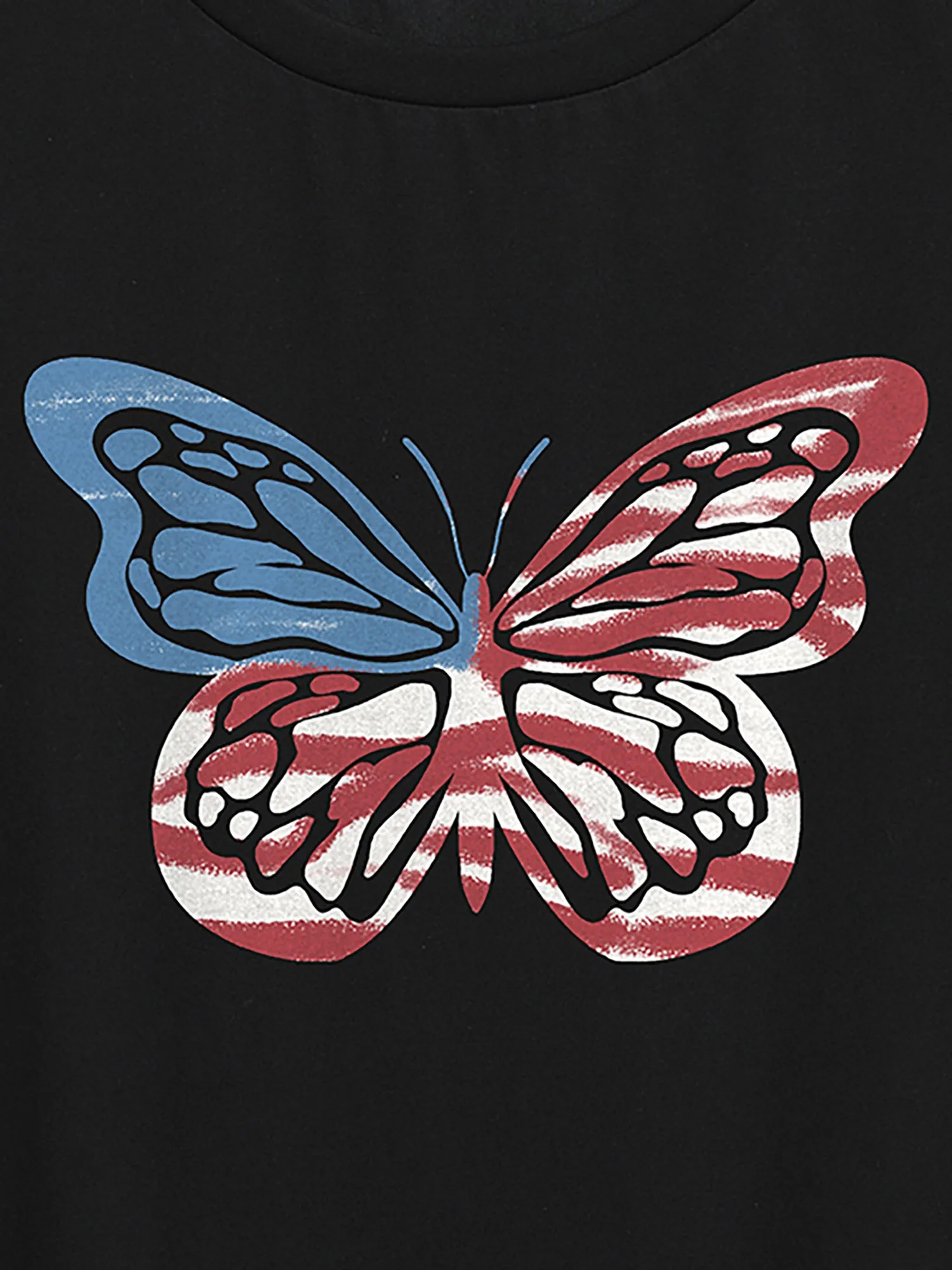 Colorful Butterfly Print Round Neck T-Shirt sold by Bloomchic product image thumbnail 2