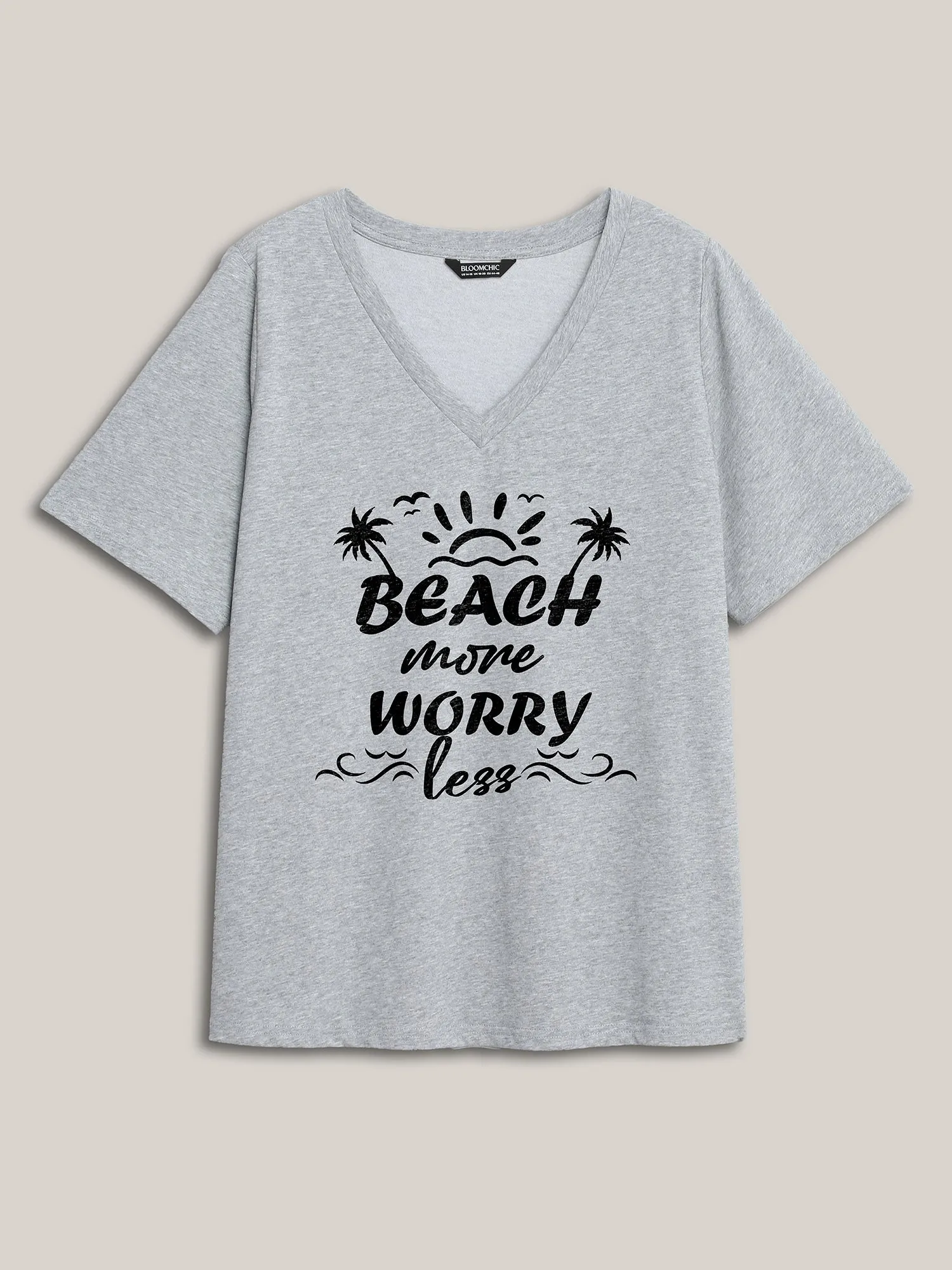 Beach More Worry Less V-Neck T-Shirt sold by Bloomchic product image thumbnail 5
