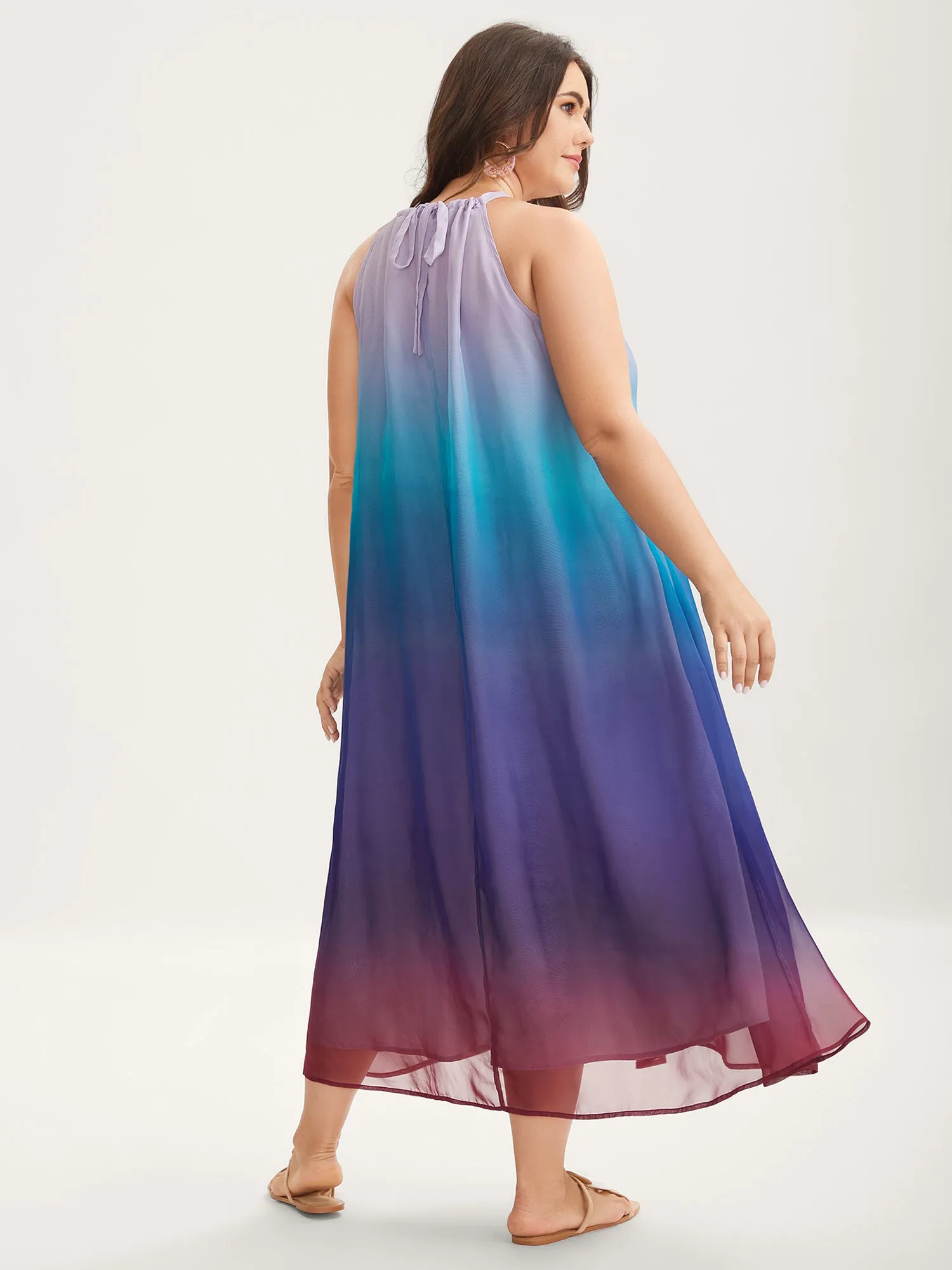 Ombre Gradient Pockets Sheer Midi Dress sold by Bloomchic product image thumbnail 4
