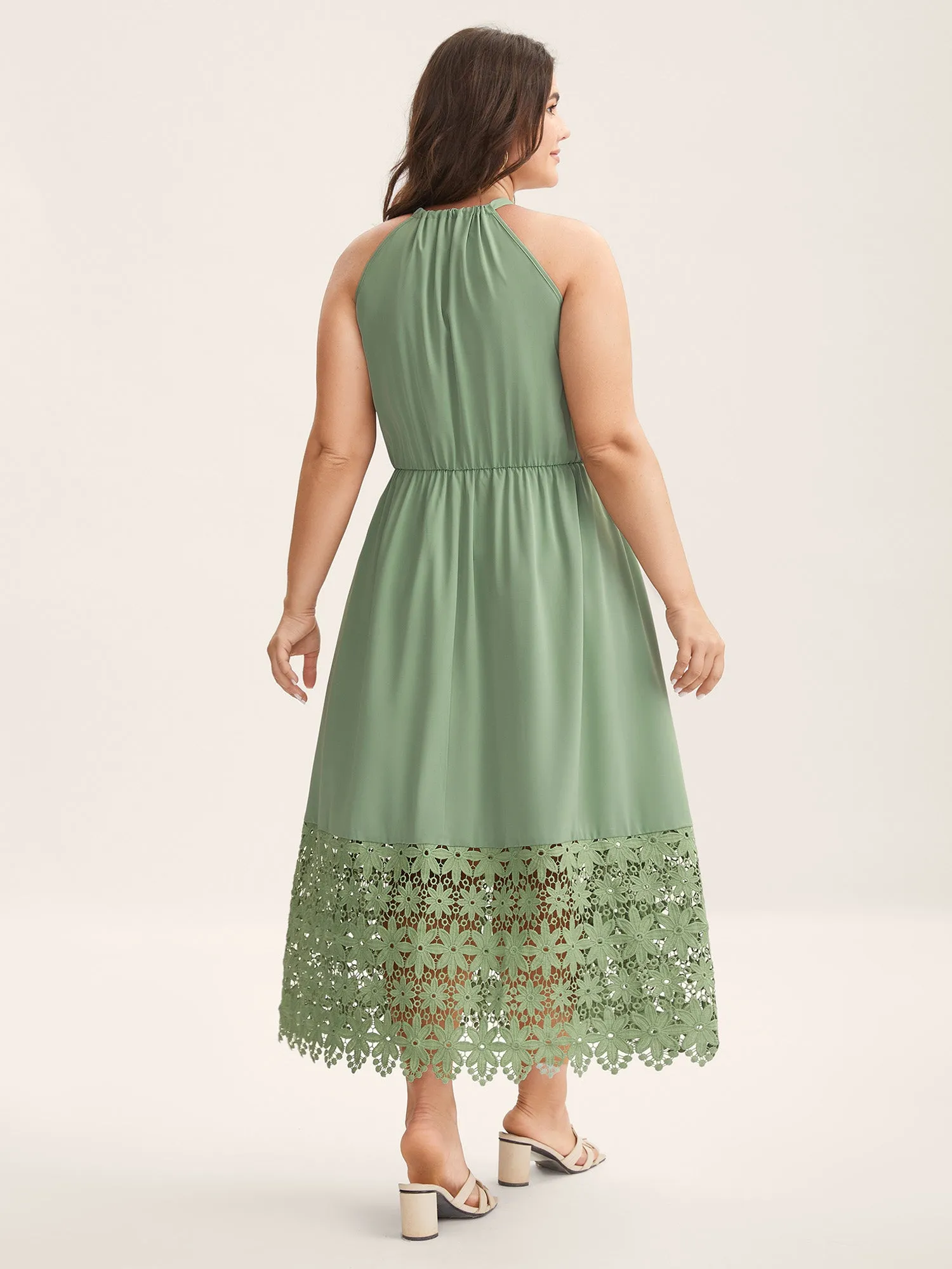 Lace Cut-Out Stretchy Waist Midi Dress sold by Bloomchic product image thumbnail 5